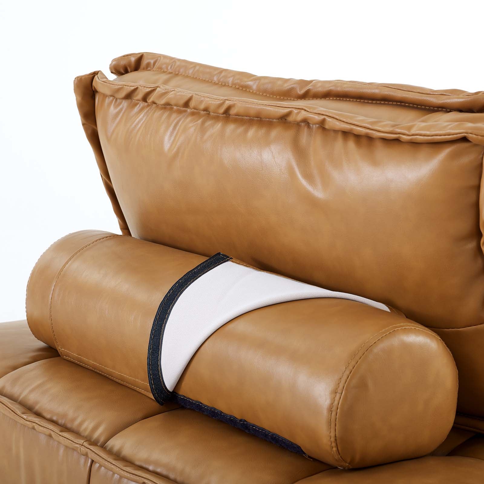 Modway Sectional Sofas - Saunter Tufted Vegan Leather Vegan Leather 5-Piece Sectional Sofa Tan