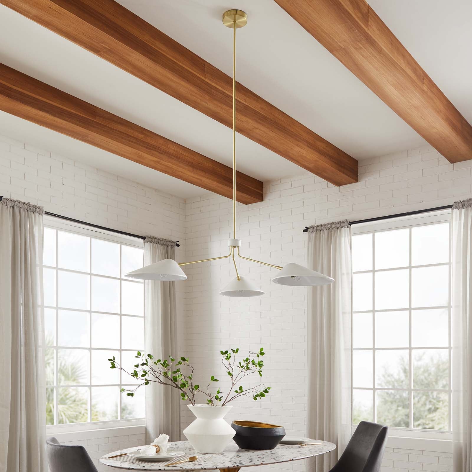 Modway Ceiling Lights - Journey 3-Light 14" Arm Pendant White