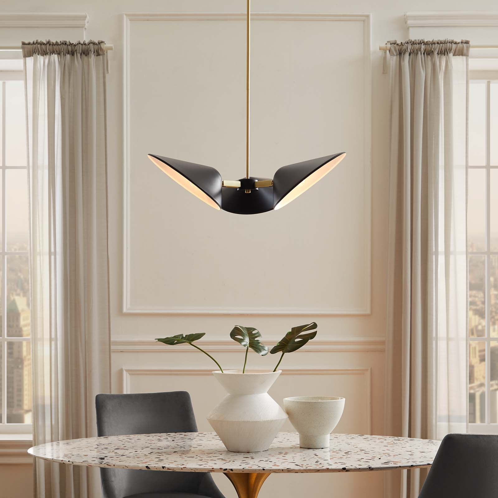 Modway Ceiling Lights - Journey 3-Light 3" Arm Pendant Black