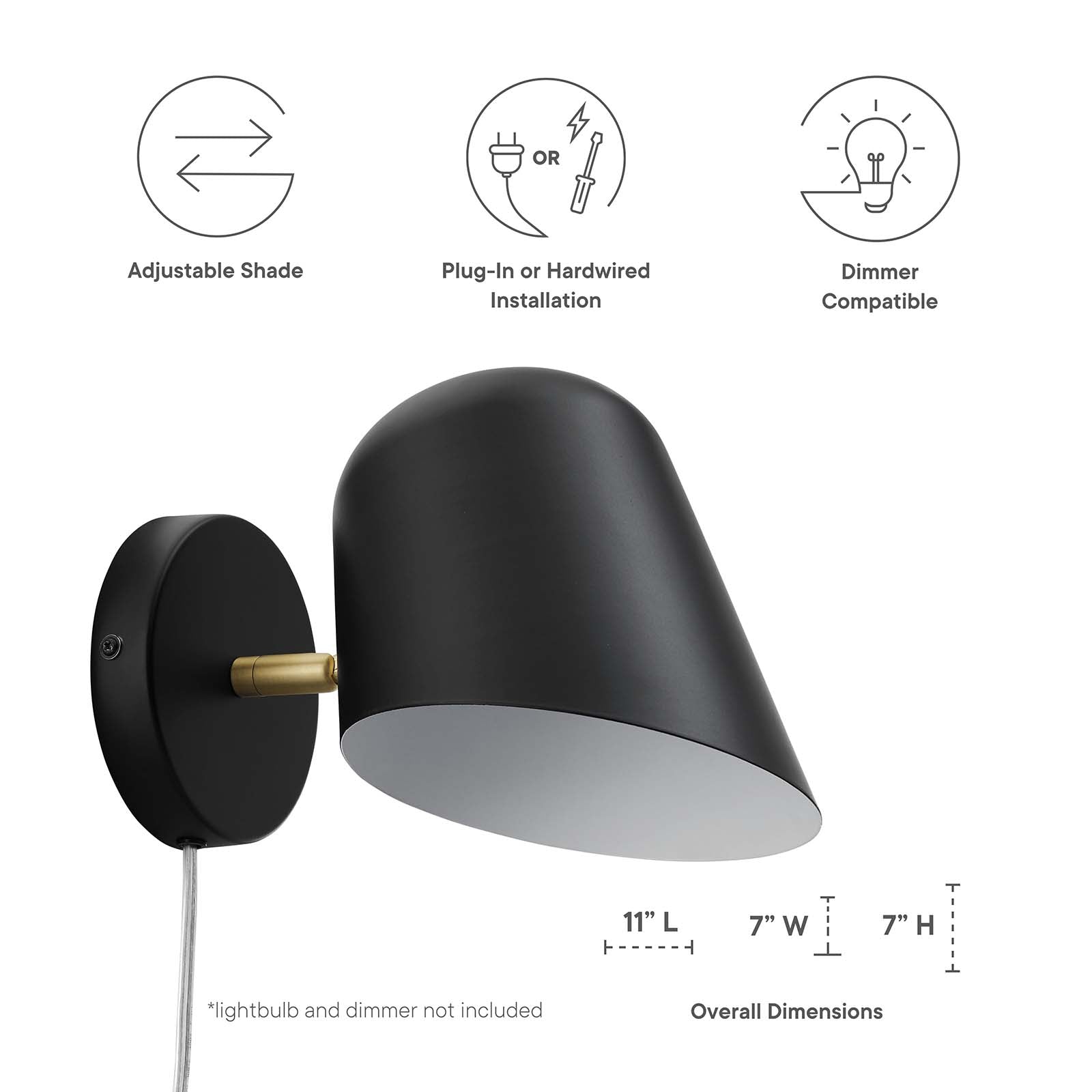 Modway Wall Sconces - Briana Swivel Wall Sconce Black