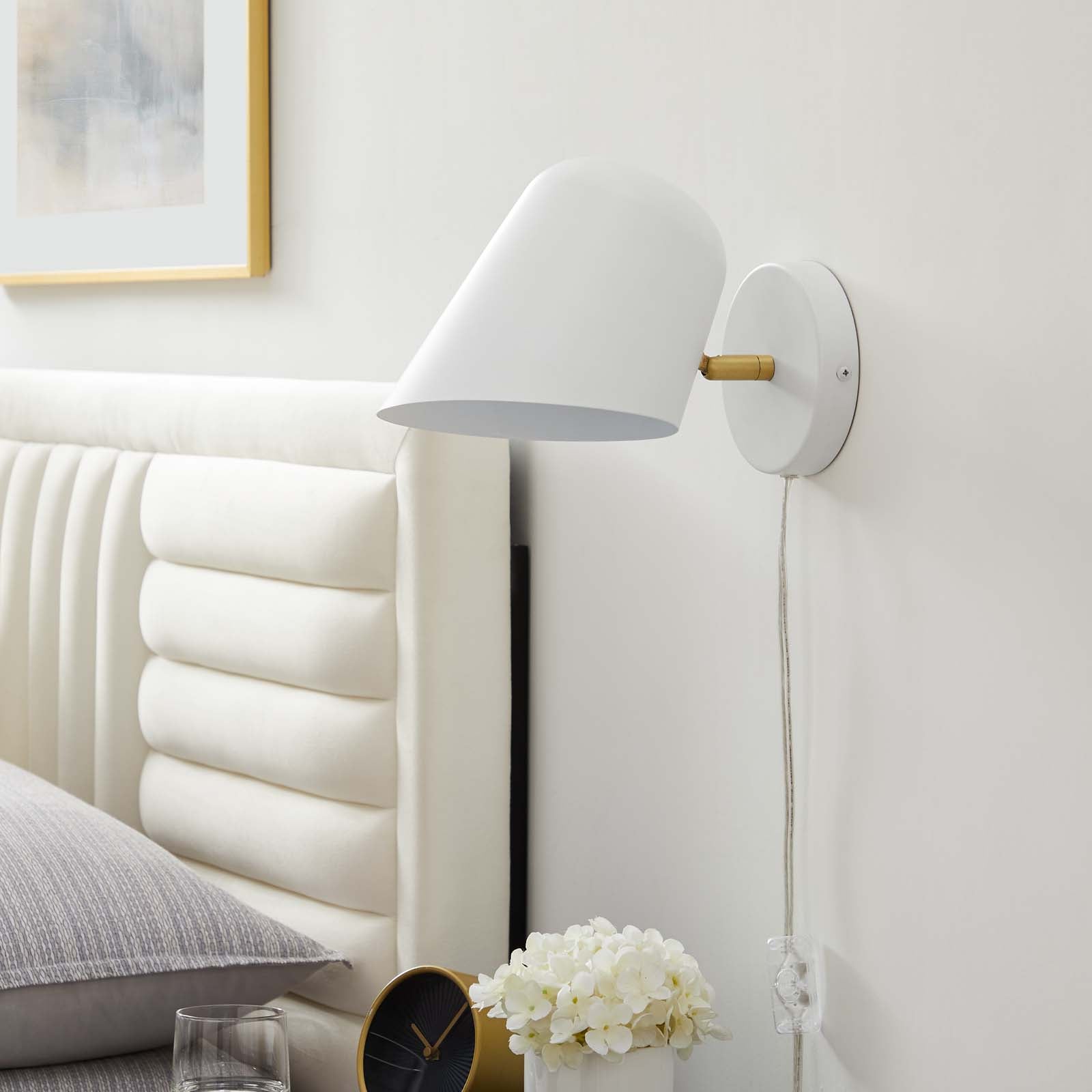Modway Wall Sconces - Briana Swivel Wall Sconce White