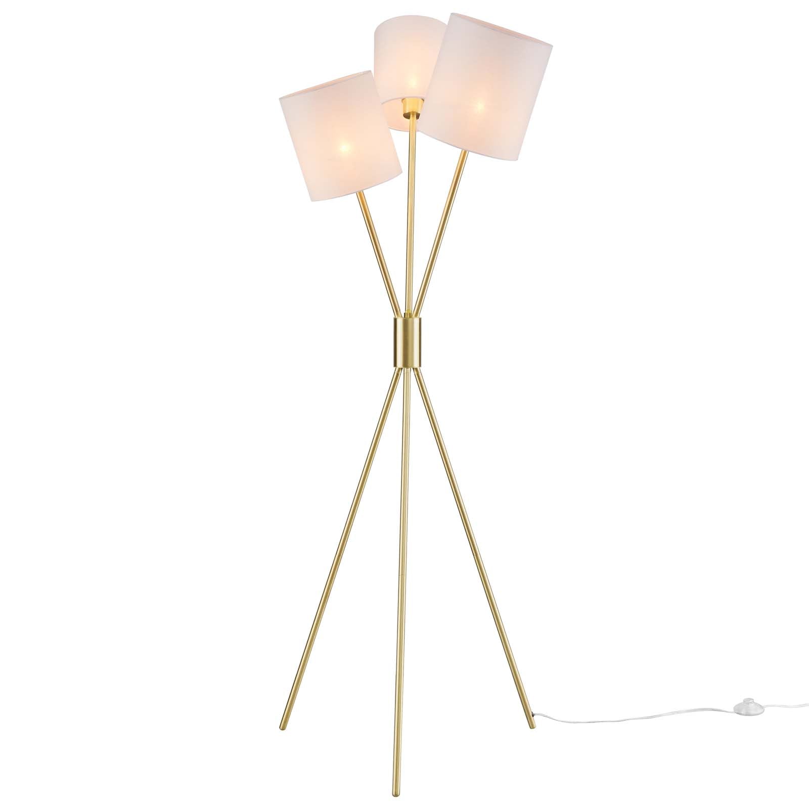 Modway Floor Lamps - Alexa 3-Light Floor Lamp Gold