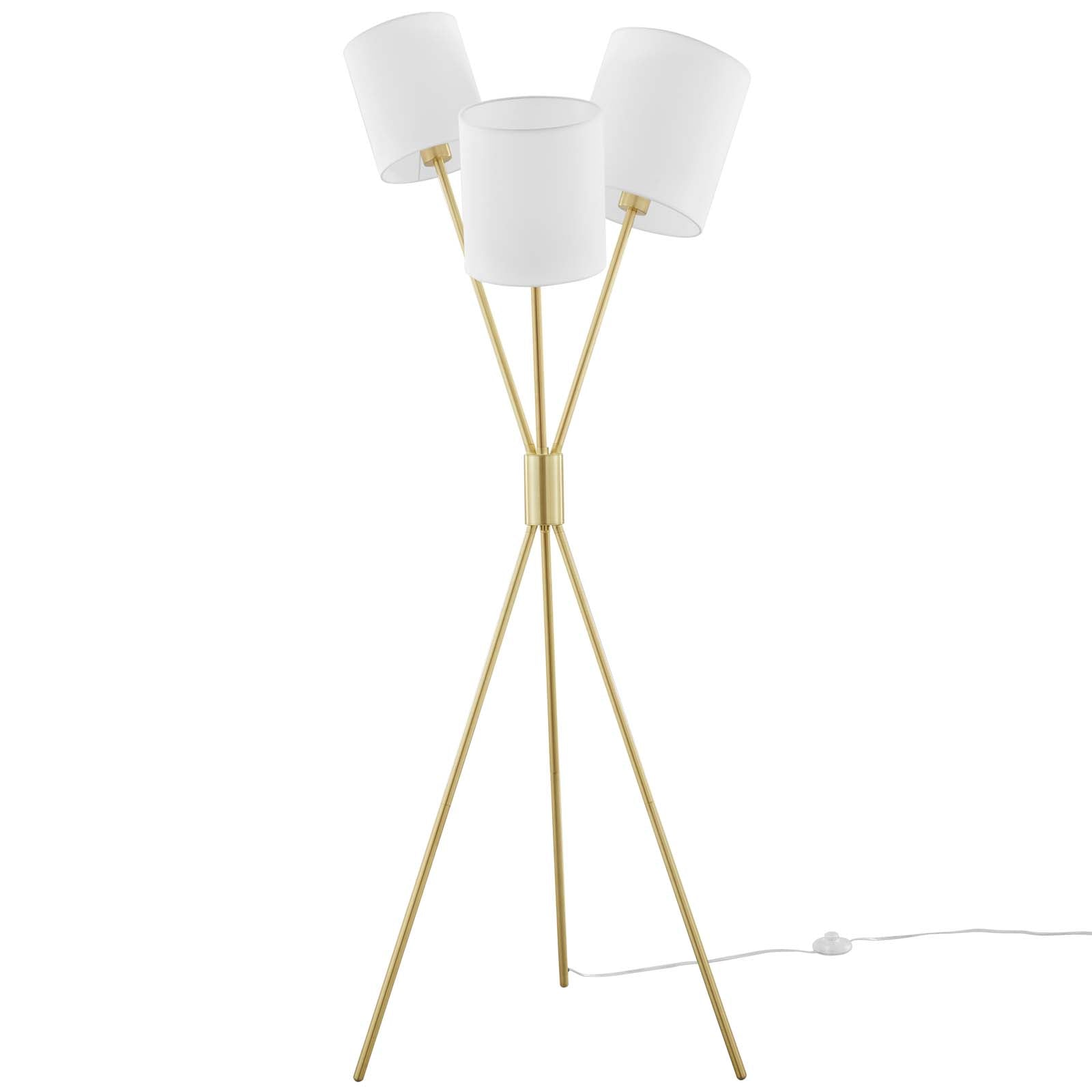 Modway Floor Lamps - Alexa 3-Light Floor Lamp Gold