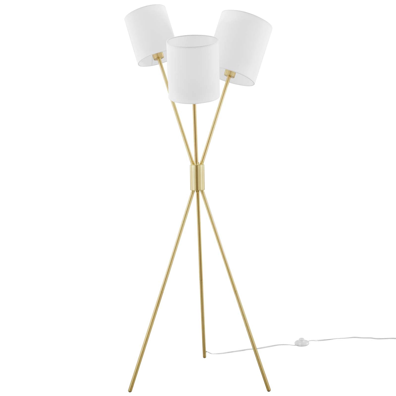 Modway Floor Lamps - Alexa 3-Light Floor Lamp Gold