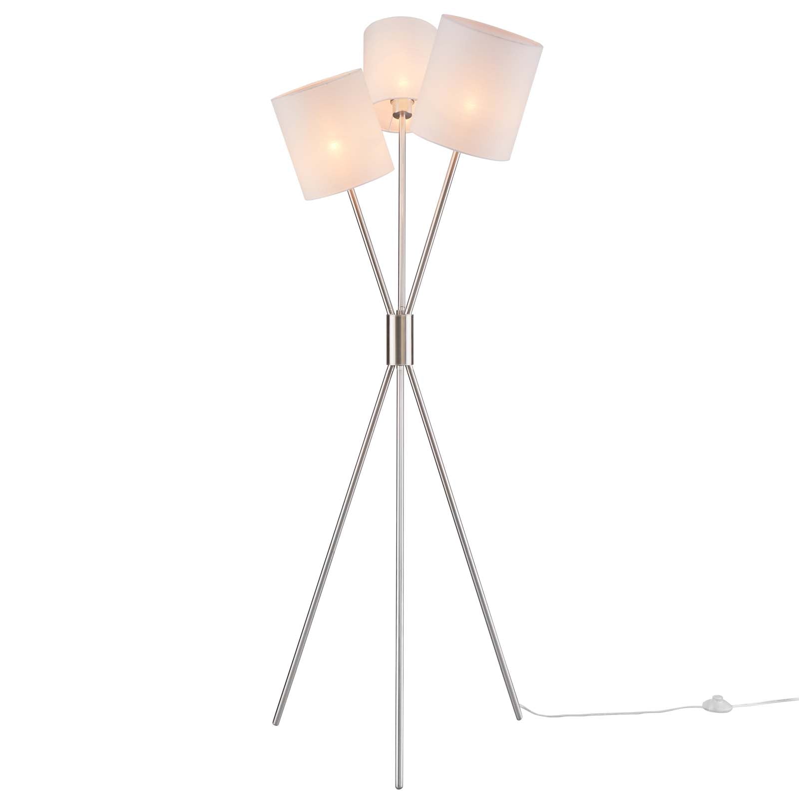 Modway Floor Lamps - Alexa 3-Light Floor Lamp Silver