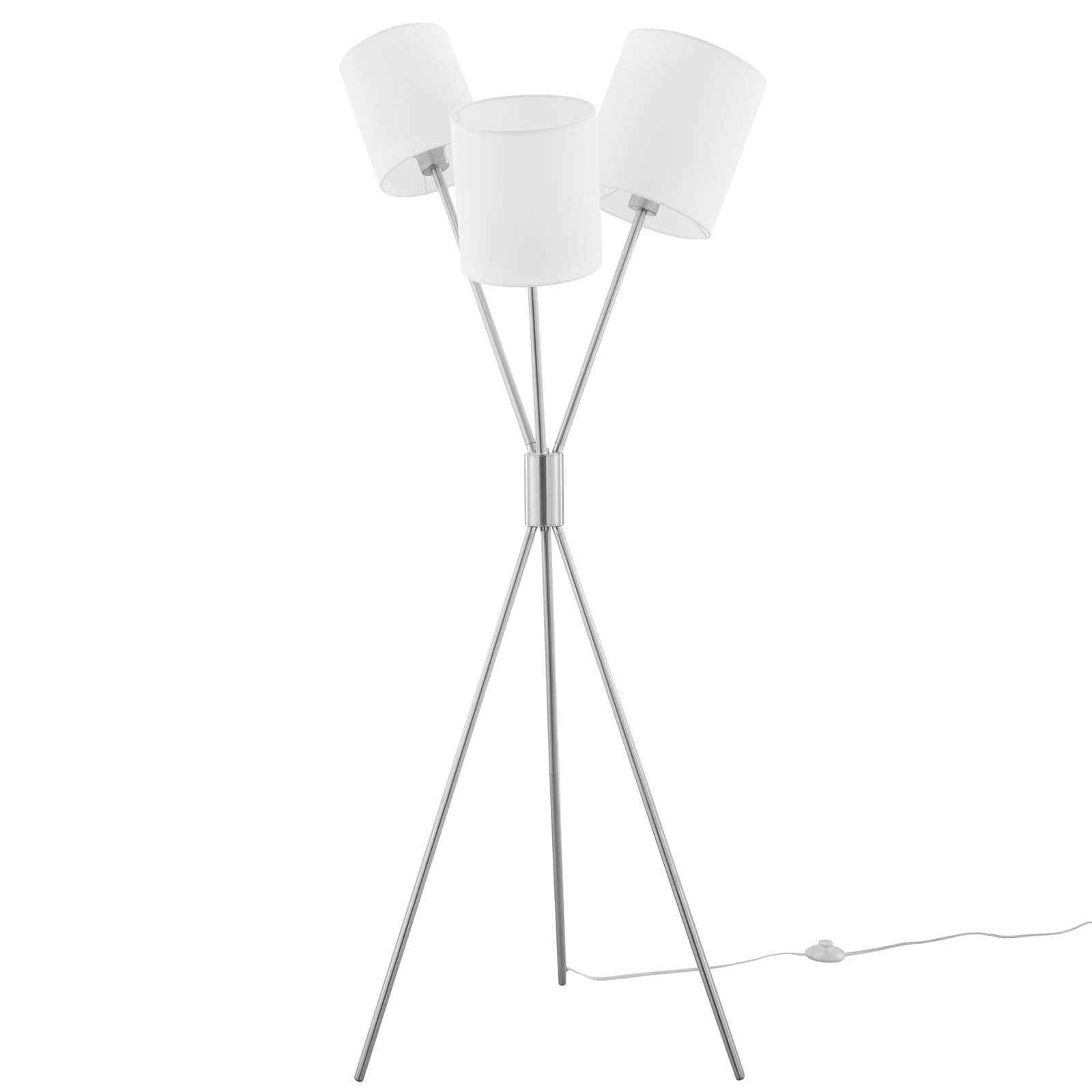 Modway Floor Lamps - Alexa 3-Light Floor Lamp Silver