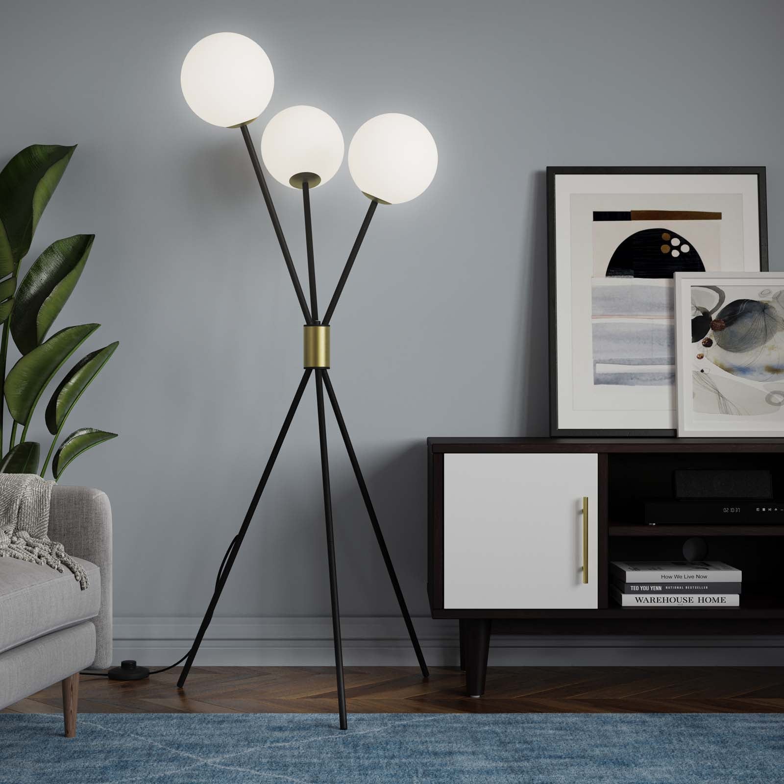 Modway Floor Lamps - Vera 3-Light Floor Lamp Black