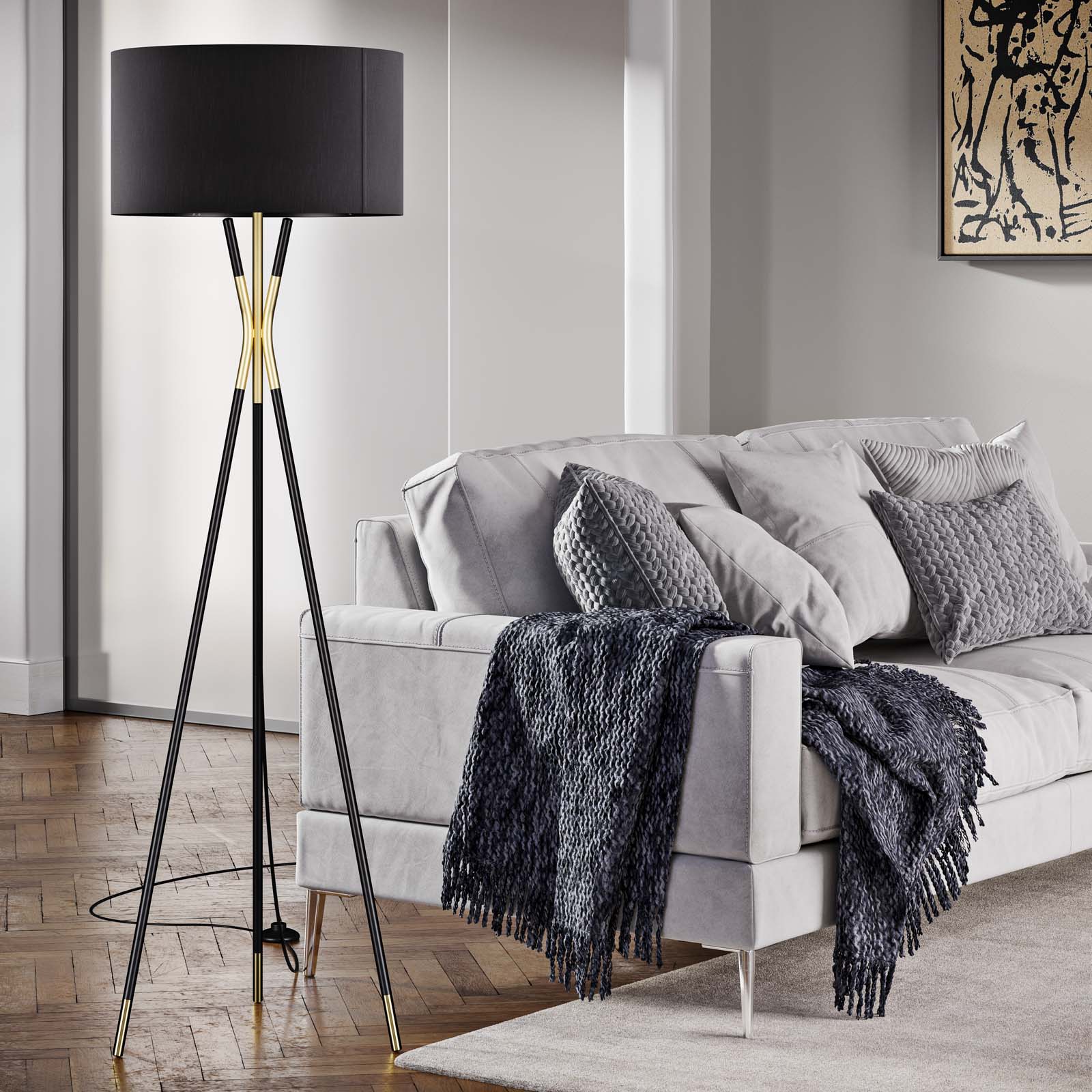 Modway Floor Lamps - Audrey Standing Floor Lamp Black Black