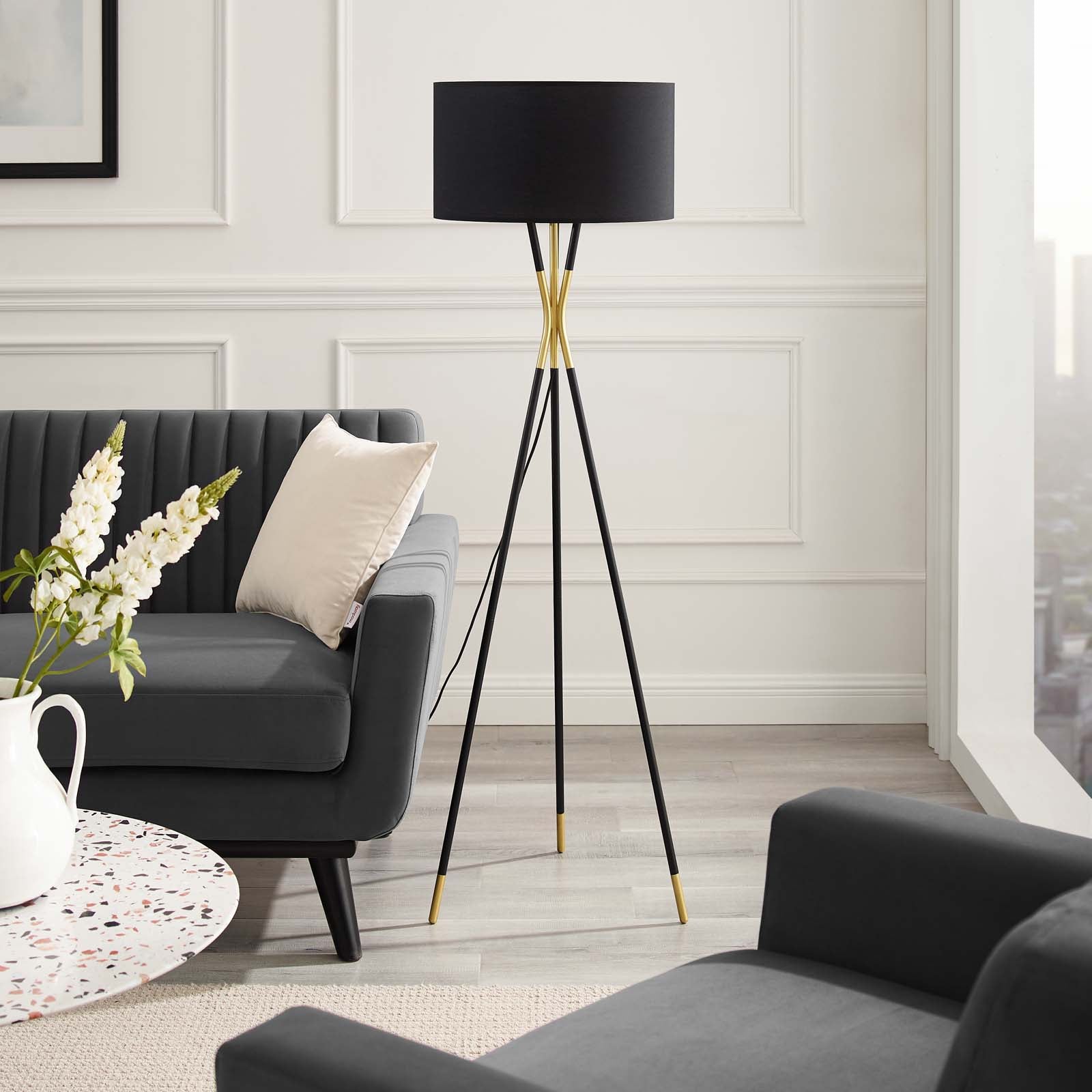 Modway Floor Lamps - Audrey Standing Floor Lamp Black Black