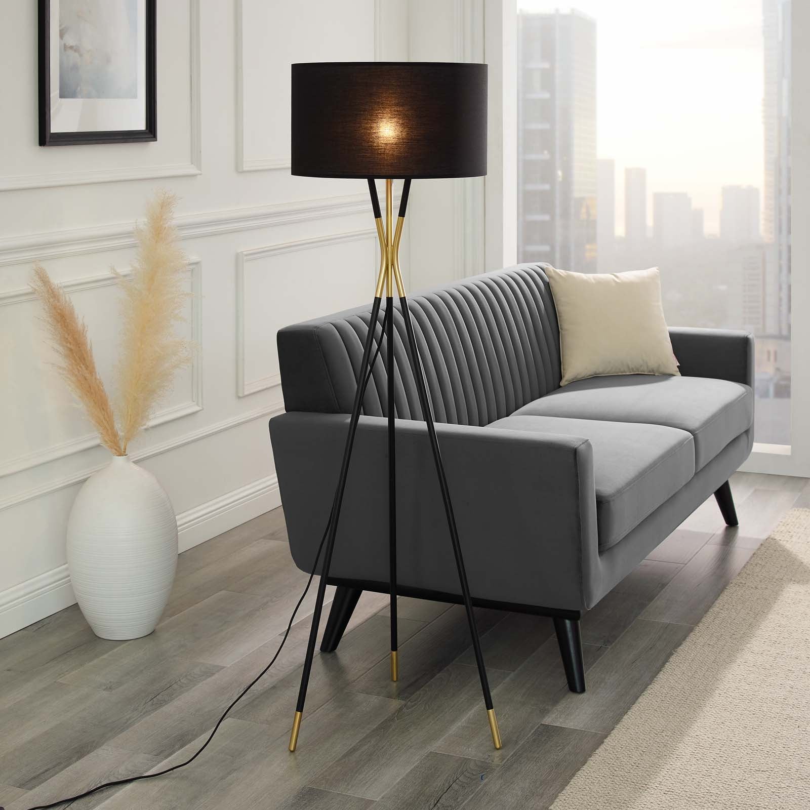 Modway Floor Lamps - Audrey Standing Floor Lamp Black Black