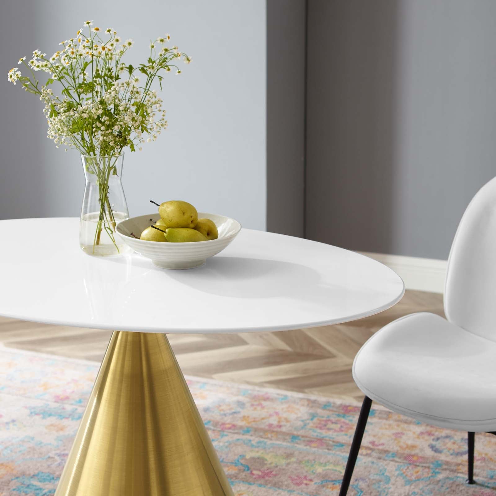 Modway Dining Tables - Tupelo 42" Oval Dining Table Gold White