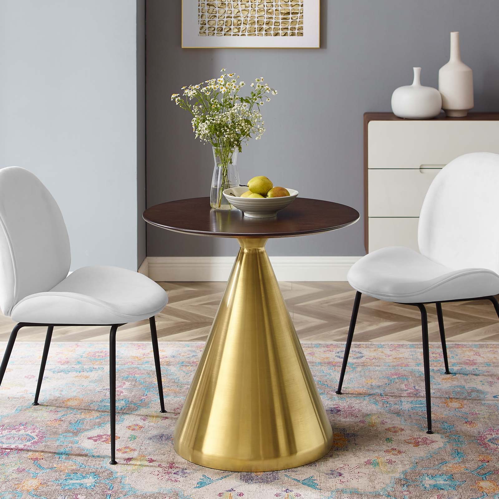 Modway Dining Tables - Tupelo-28"-Dining-Table-Gold-Cherry-Walnut
