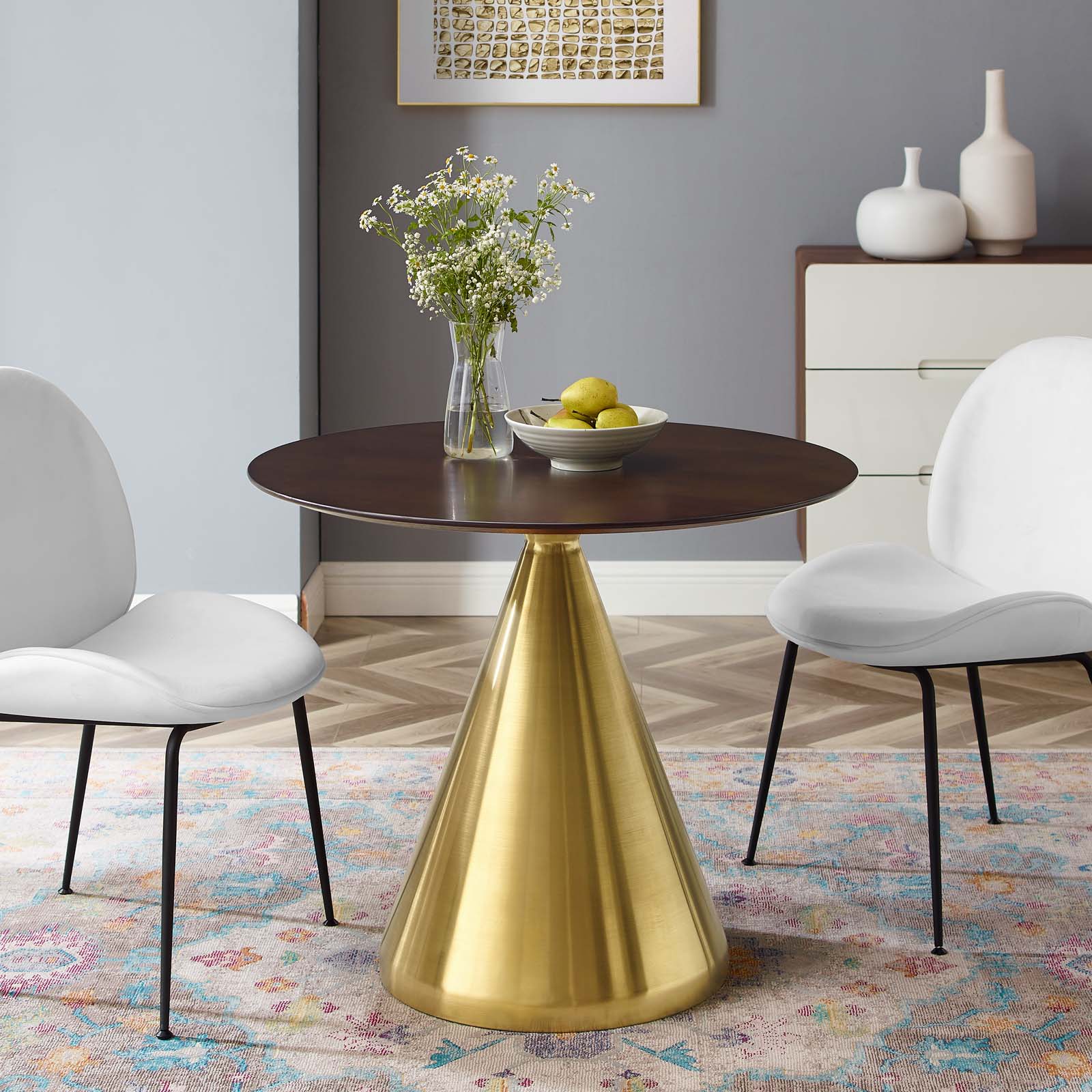 Modway Dining Tables - Tupelo-36"-Dining-Table-Gold-Cherry-Walnut