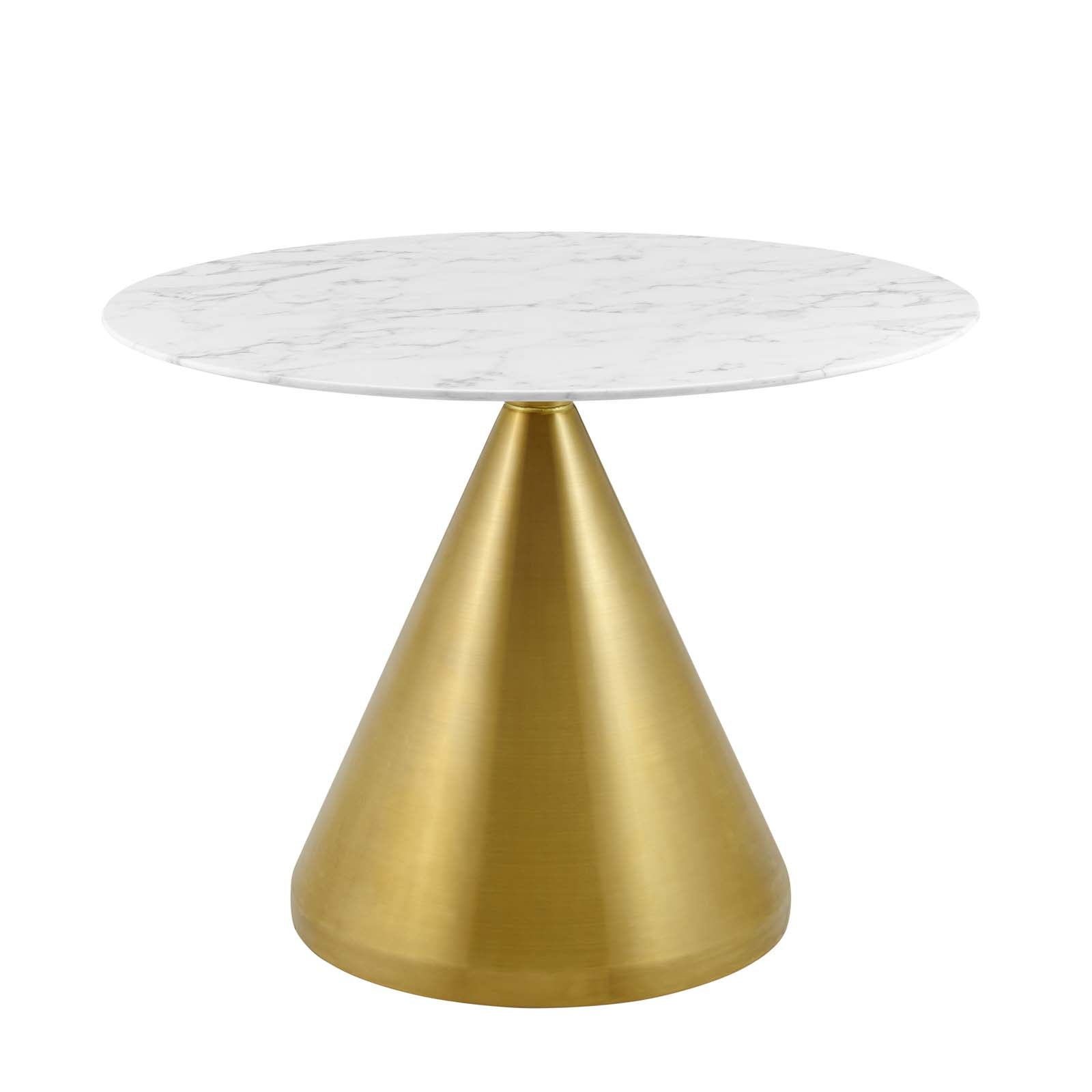Modway Dining Tables - Tupelo 40" Artificial Marble Dining Table Gold White