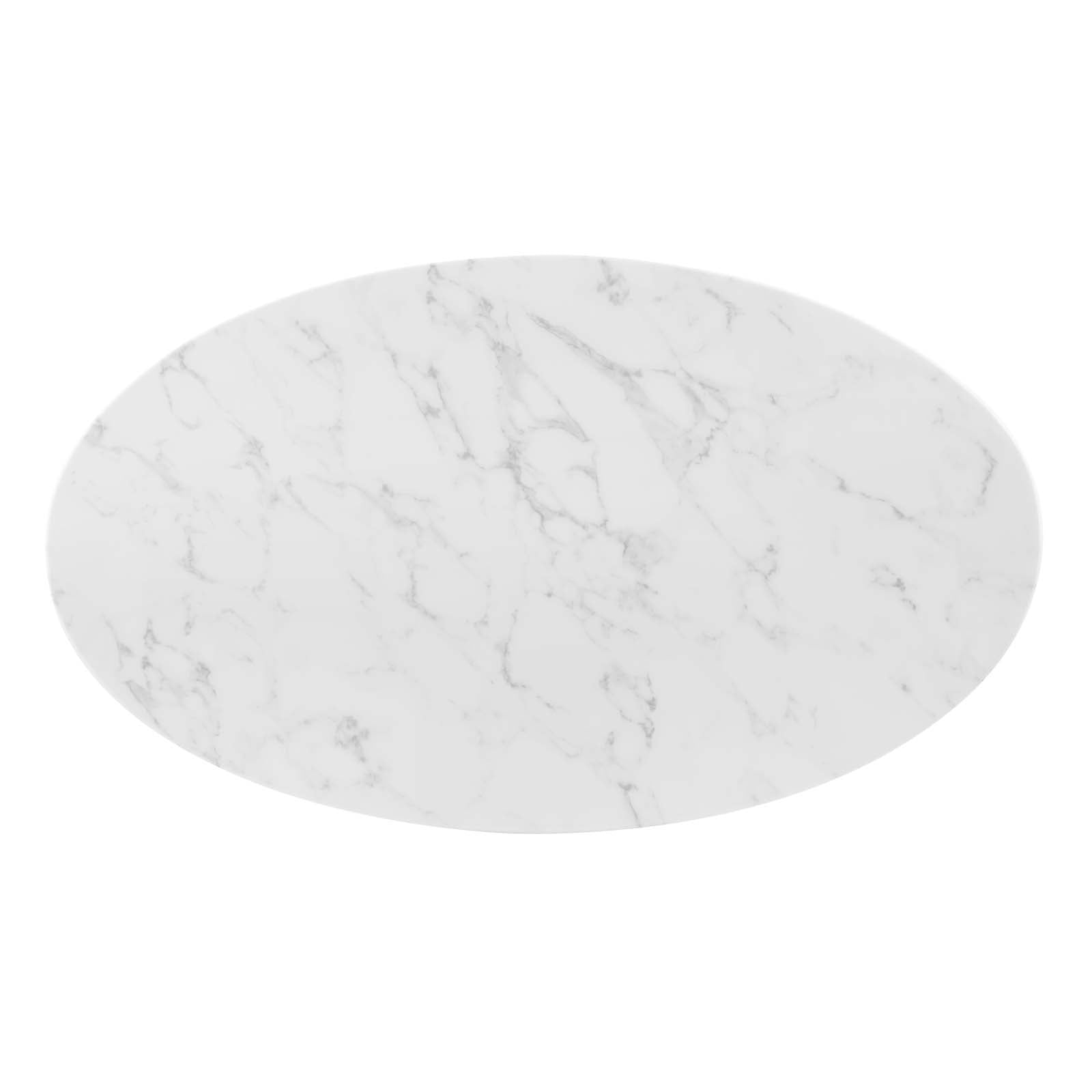 Modway Dining Tables - Tupelo 48" Oval Artificial Marble Dining Table Gold White
