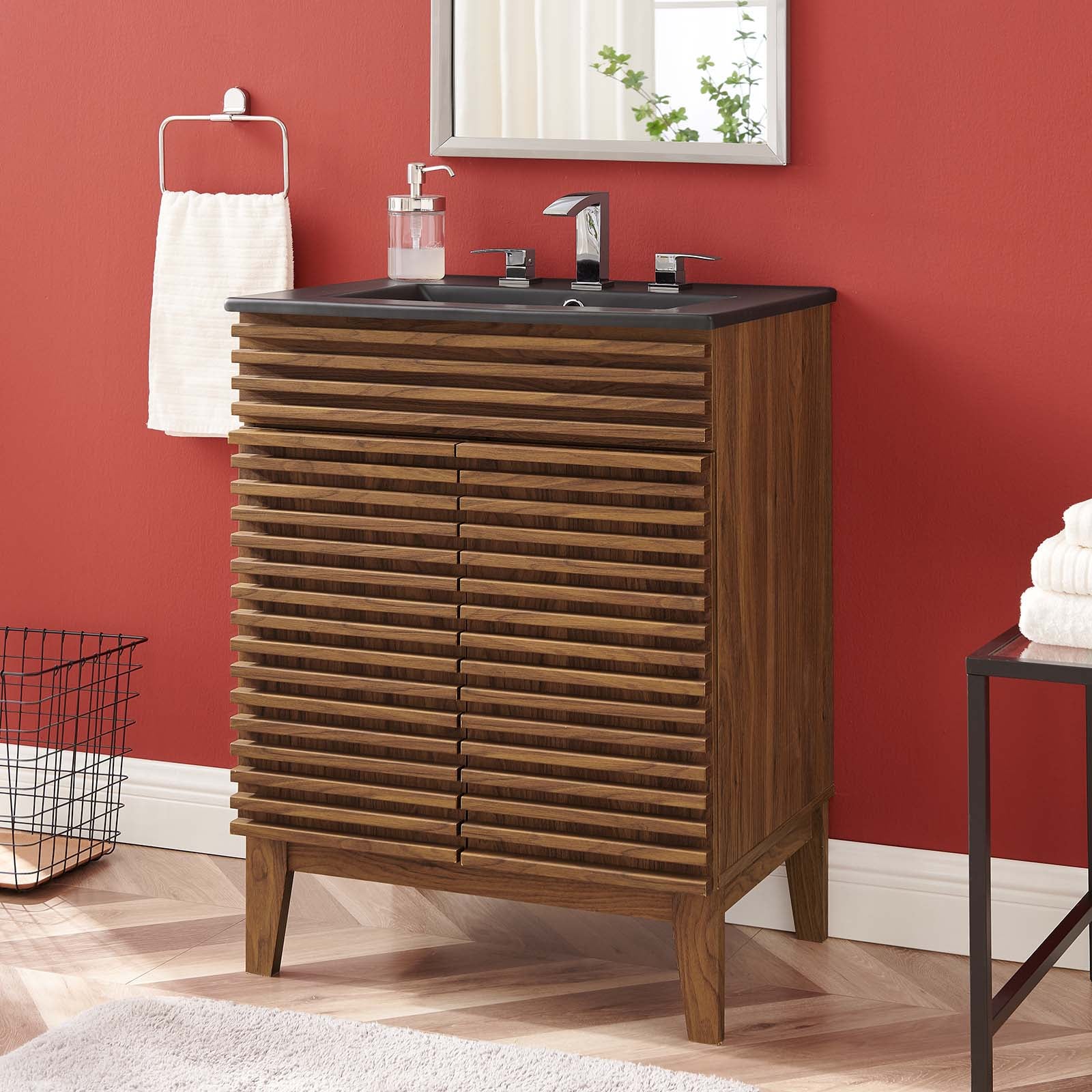 Modway Bathroom Vanity - Render 24" Bathroom Vanity Walnut Black