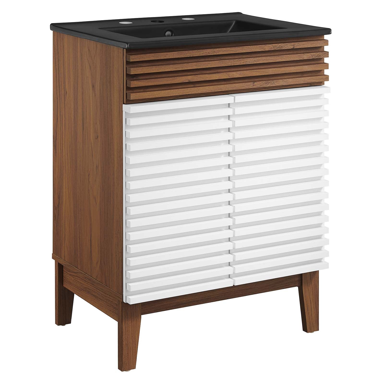 Modway Bathroom Vanity - Render 24" Bathroom Vanity White Walnut Black