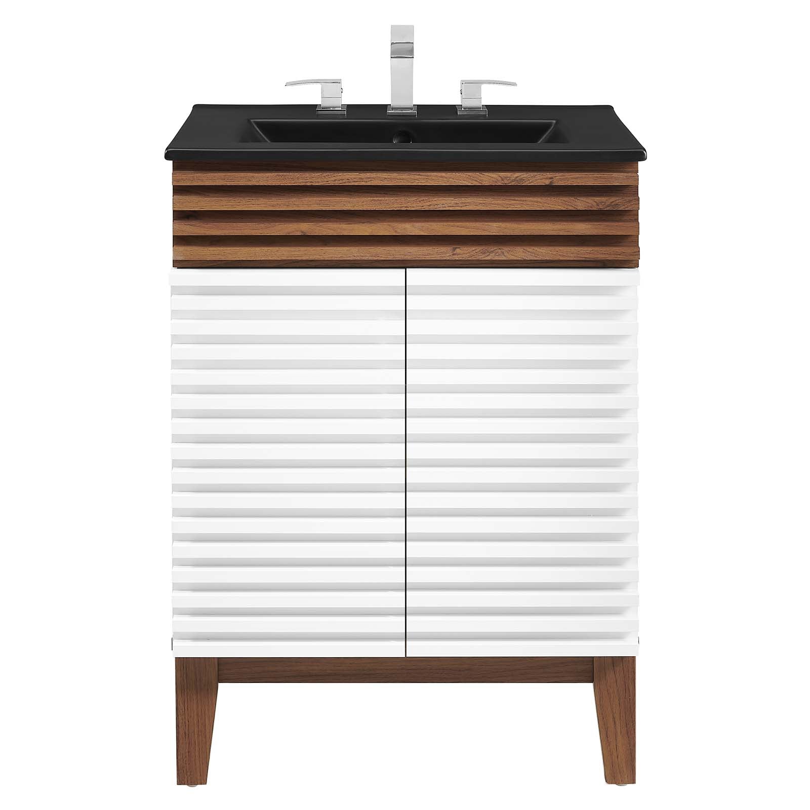 Modway Bathroom Vanity - Render 24" Bathroom Vanity White Walnut Black