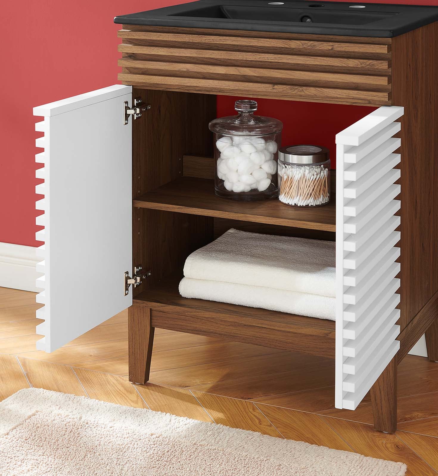 Modway Bathroom Vanity - Render 24" Bathroom Vanity White Walnut Black