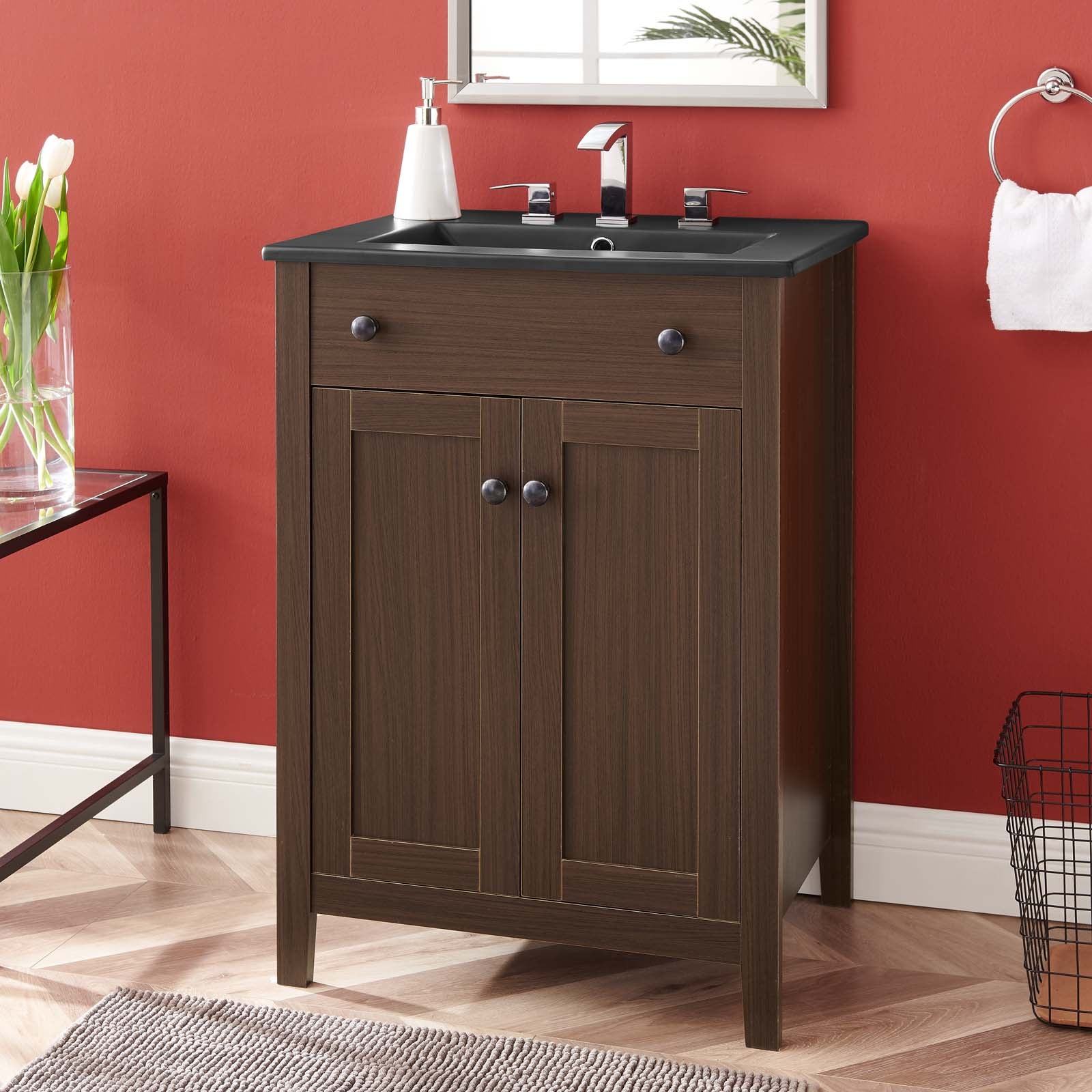Modway Bathroom Vanity - Nantucket 24" Bathroom Vanity Walnut Black