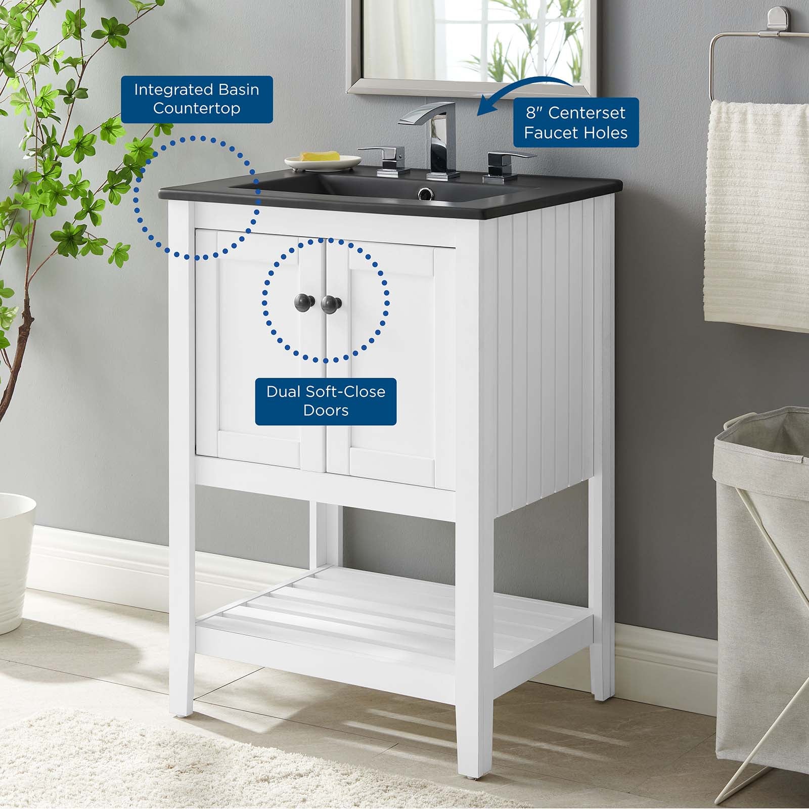 Modway Bathroom Vanity - Prestige 24" Bathroom Vanity White Black