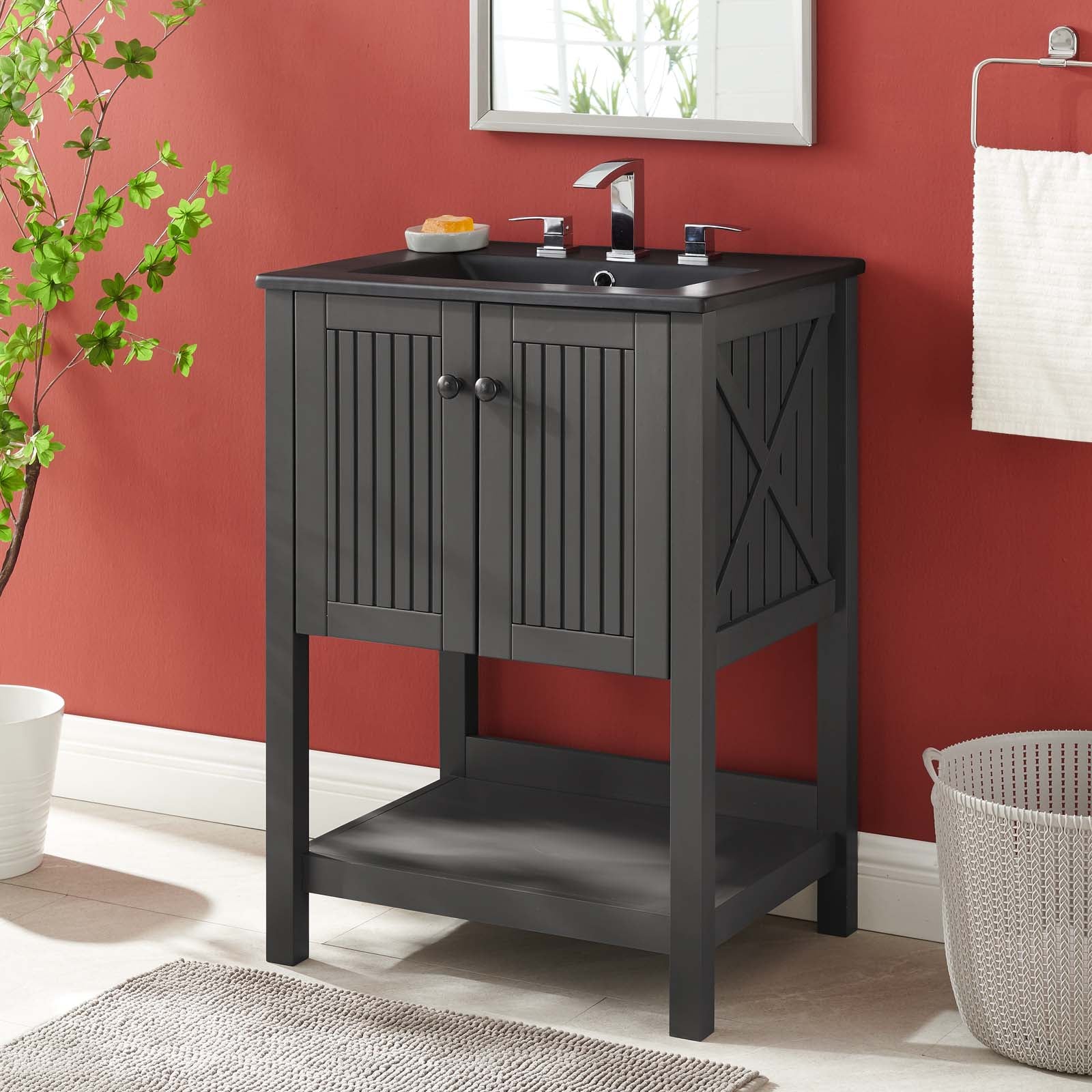 Modway Bathroom Vanity - Steam 24" Bathroom Vanity Gray Black