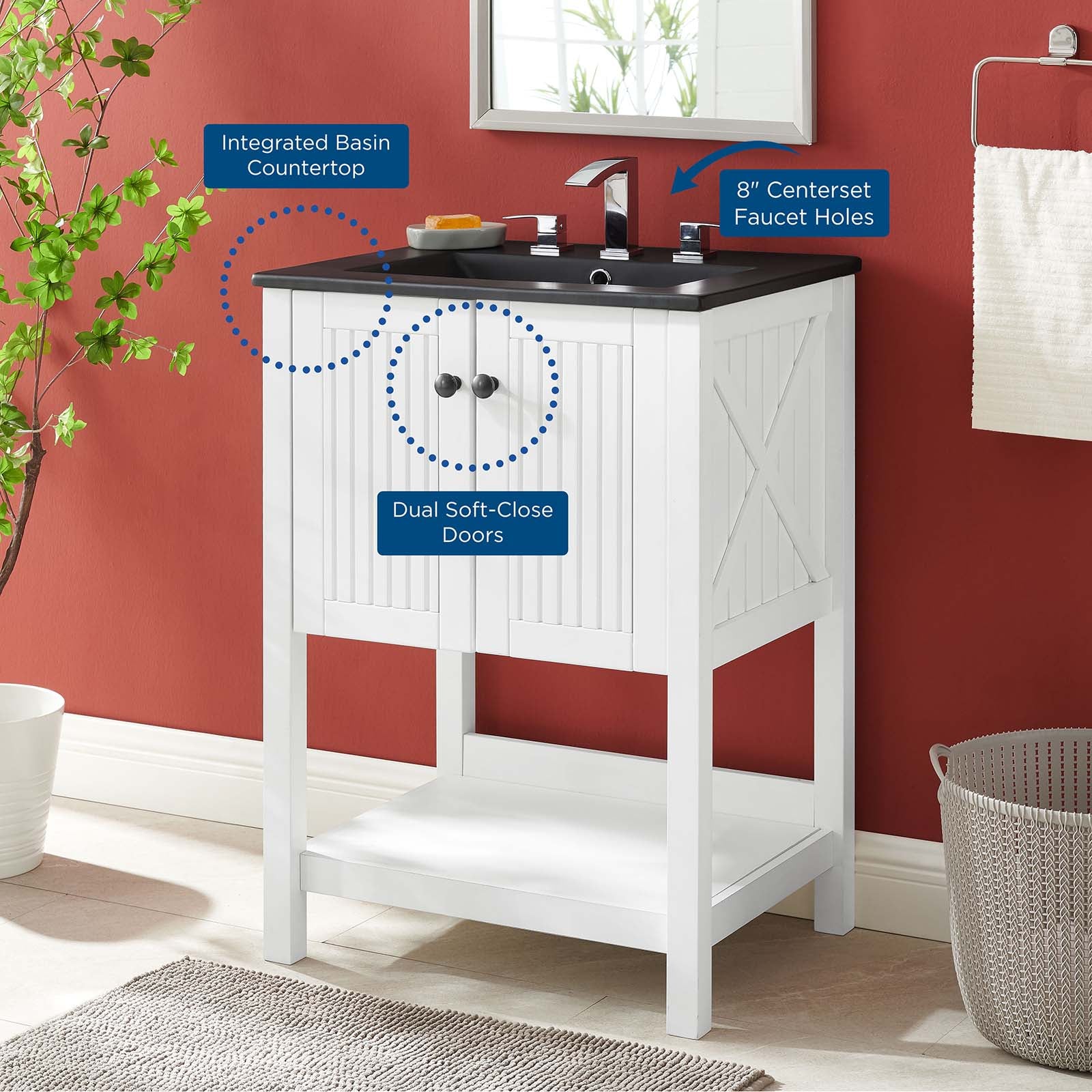 Modway Bathroom Vanity - Steam-24"-Bathroom-Vanity-White-Black