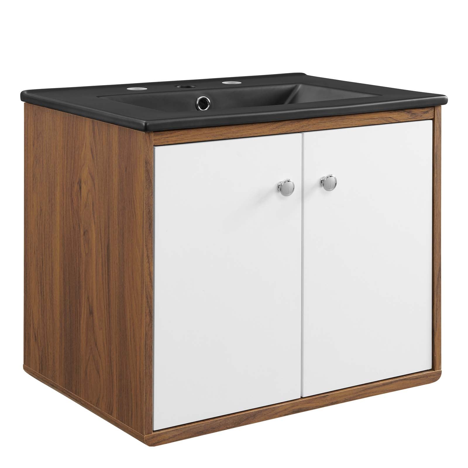 Modway Bathroom Vanity - Transmit 24" Wall-Mount Bathroom Vanity White Black