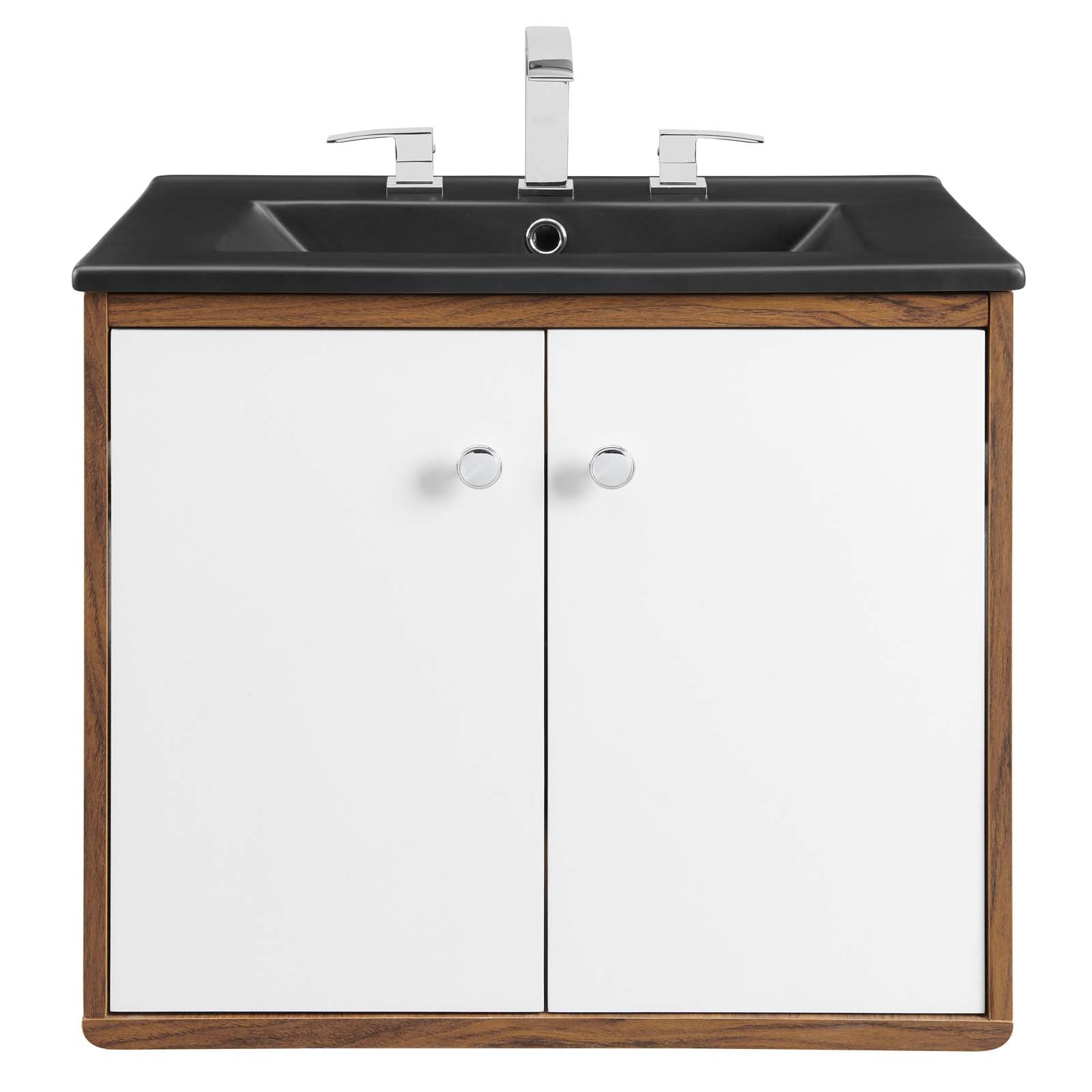 Modway Bathroom Vanity - Transmit 24" Wall-Mount Bathroom Vanity White Black