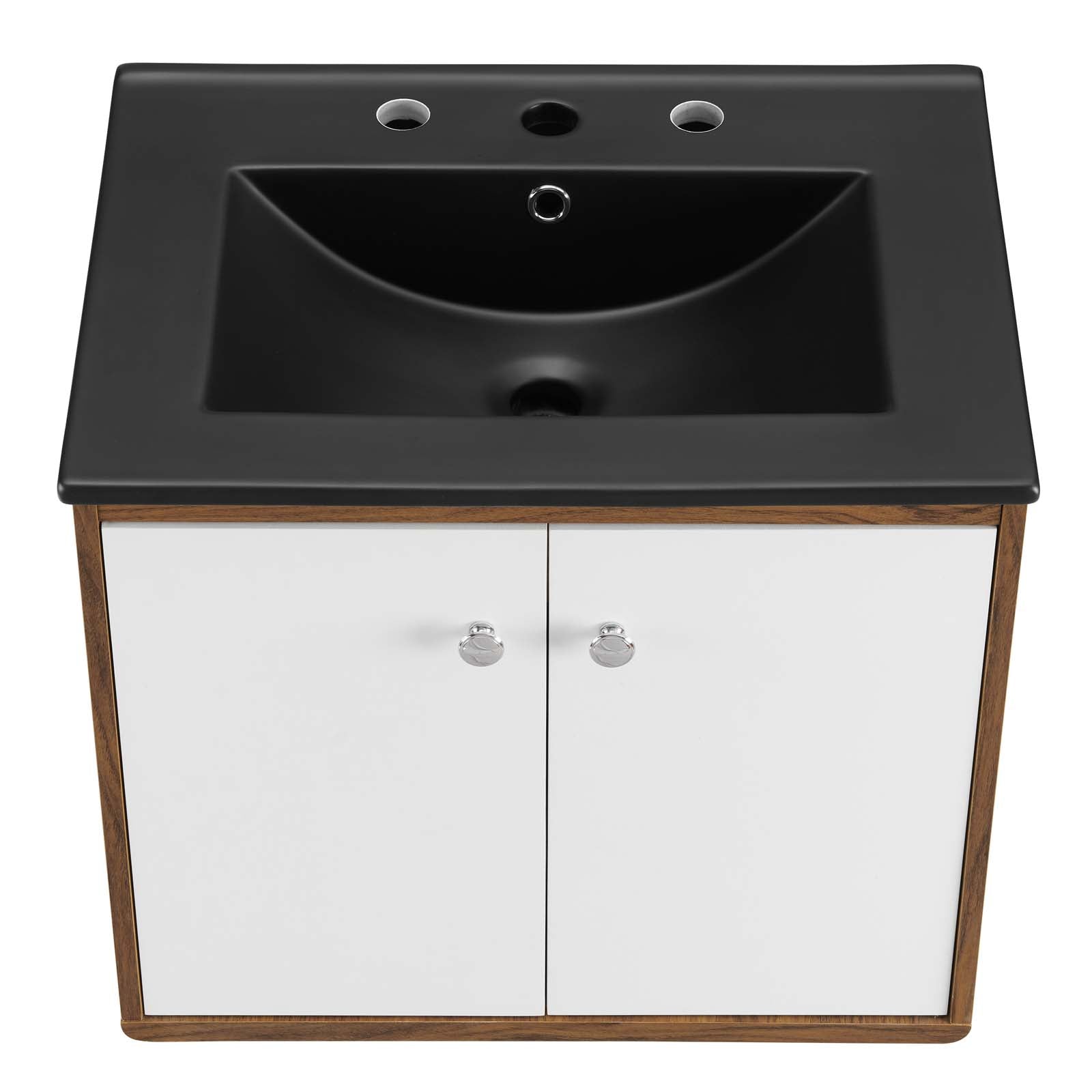 Modway Bathroom Vanity - Transmit 24" Wall-Mount Bathroom Vanity White Black