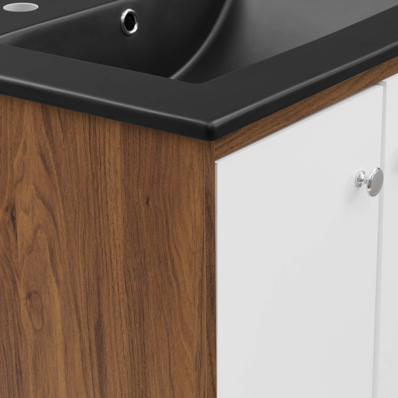 Modway Bathroom Vanity - Transmit 24" Wall-Mount Bathroom Vanity White Black