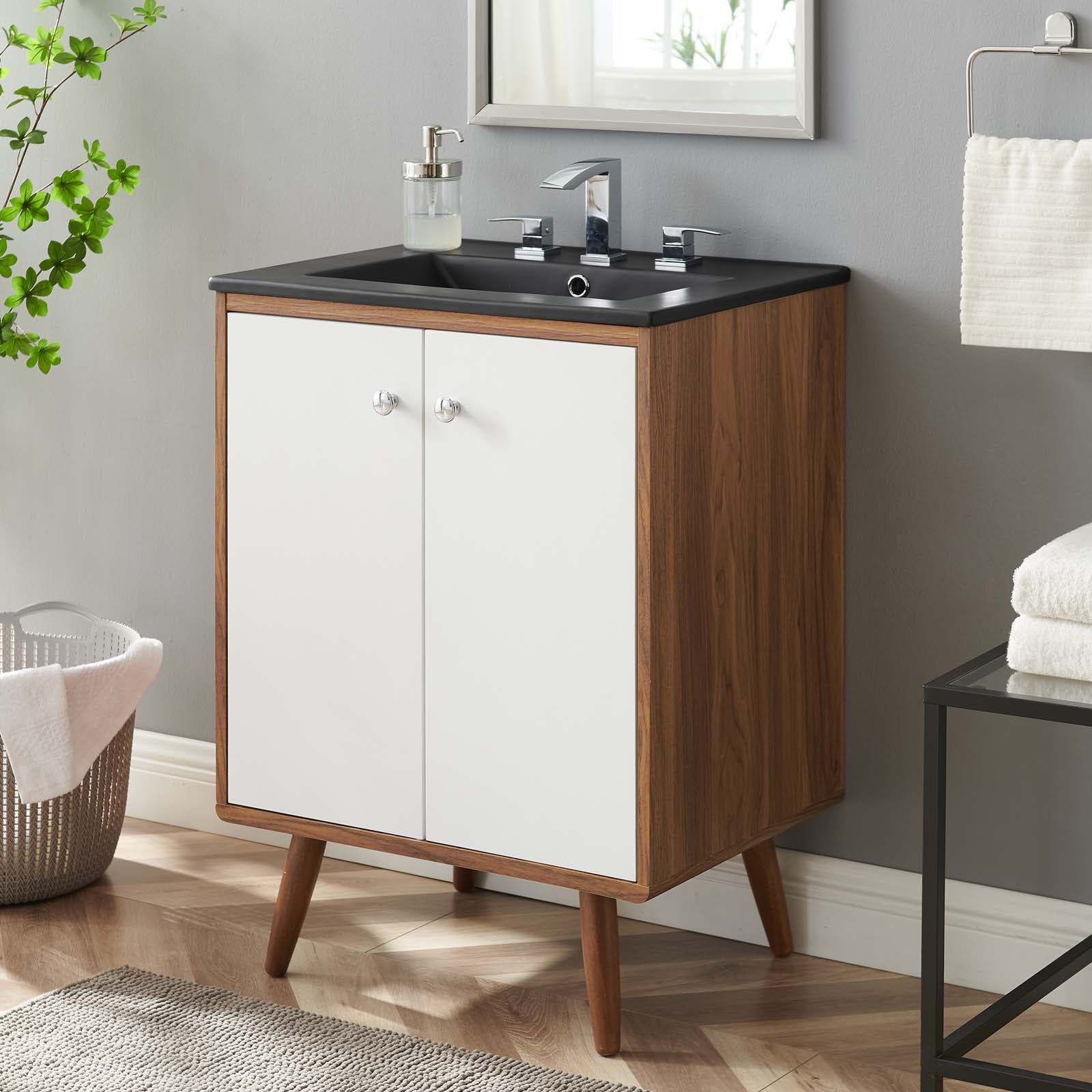 Modway Bathroom Vanity - Transmit 24" Bathroom Vanity White Black