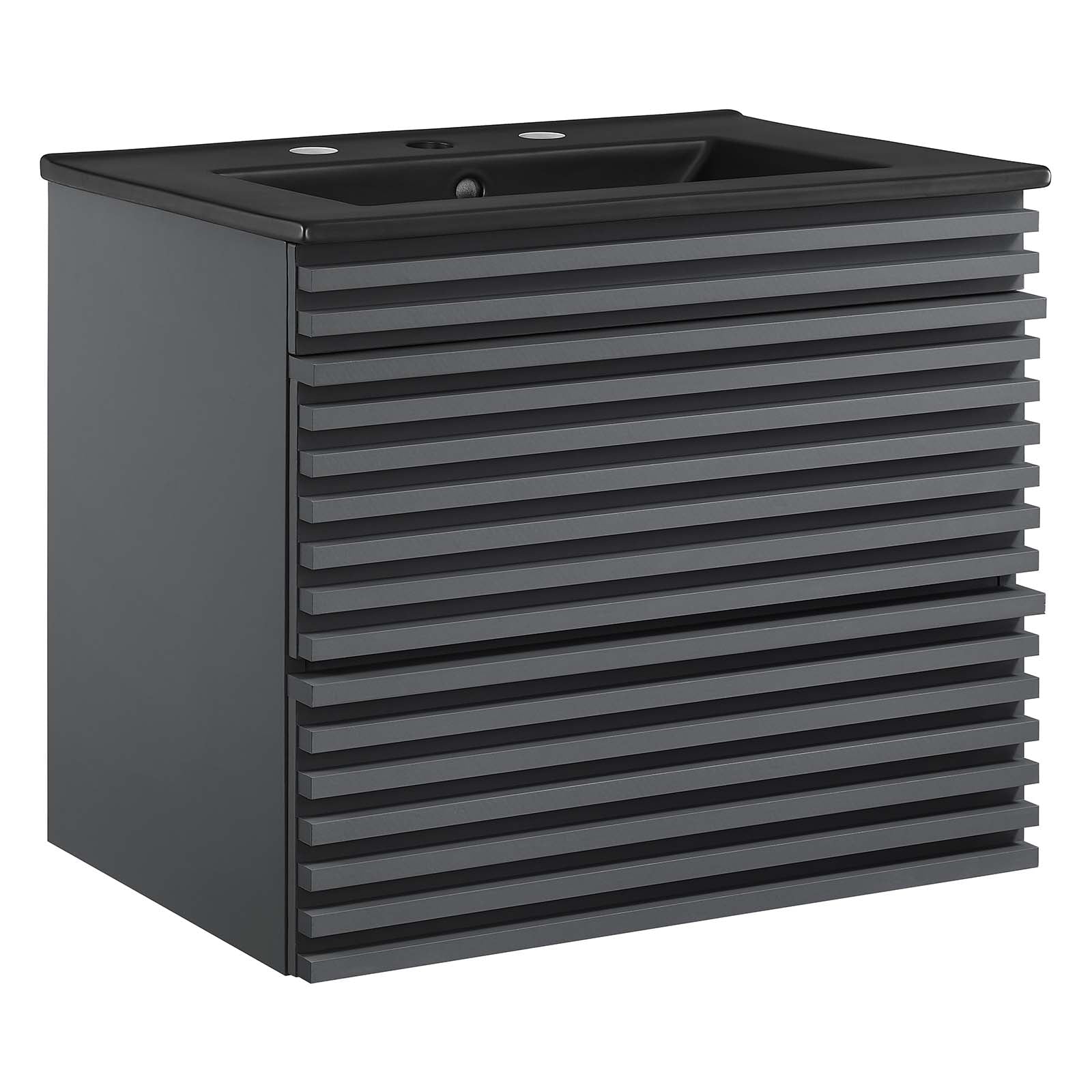 Modway Bathroom Vanity - Render 24" Wall-Mount Bathroom Vanity Gray Black
