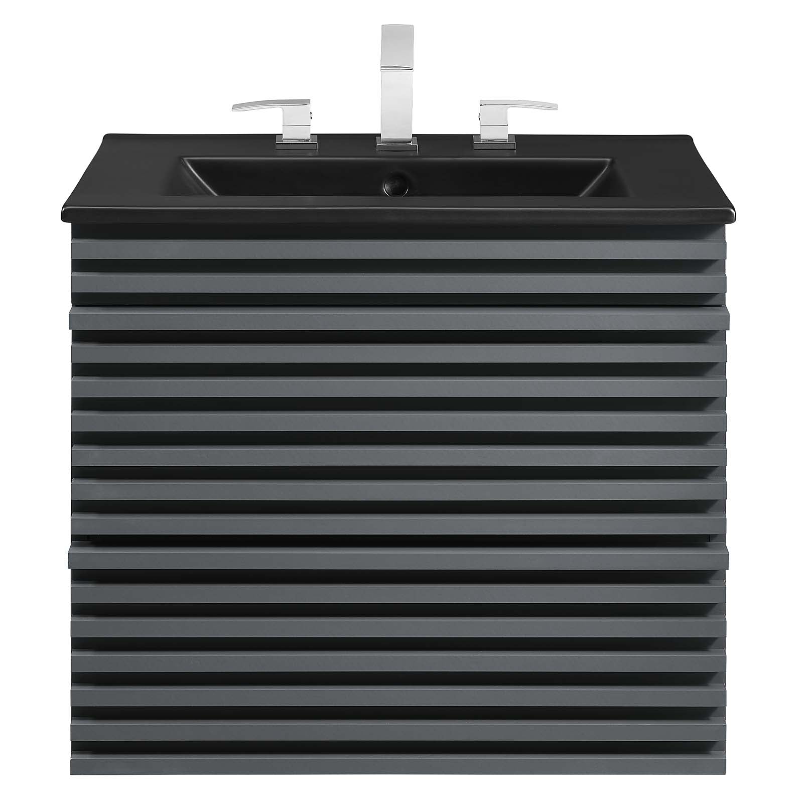 Modway Bathroom Vanity - Render 24" Wall-Mount Bathroom Vanity Gray Black