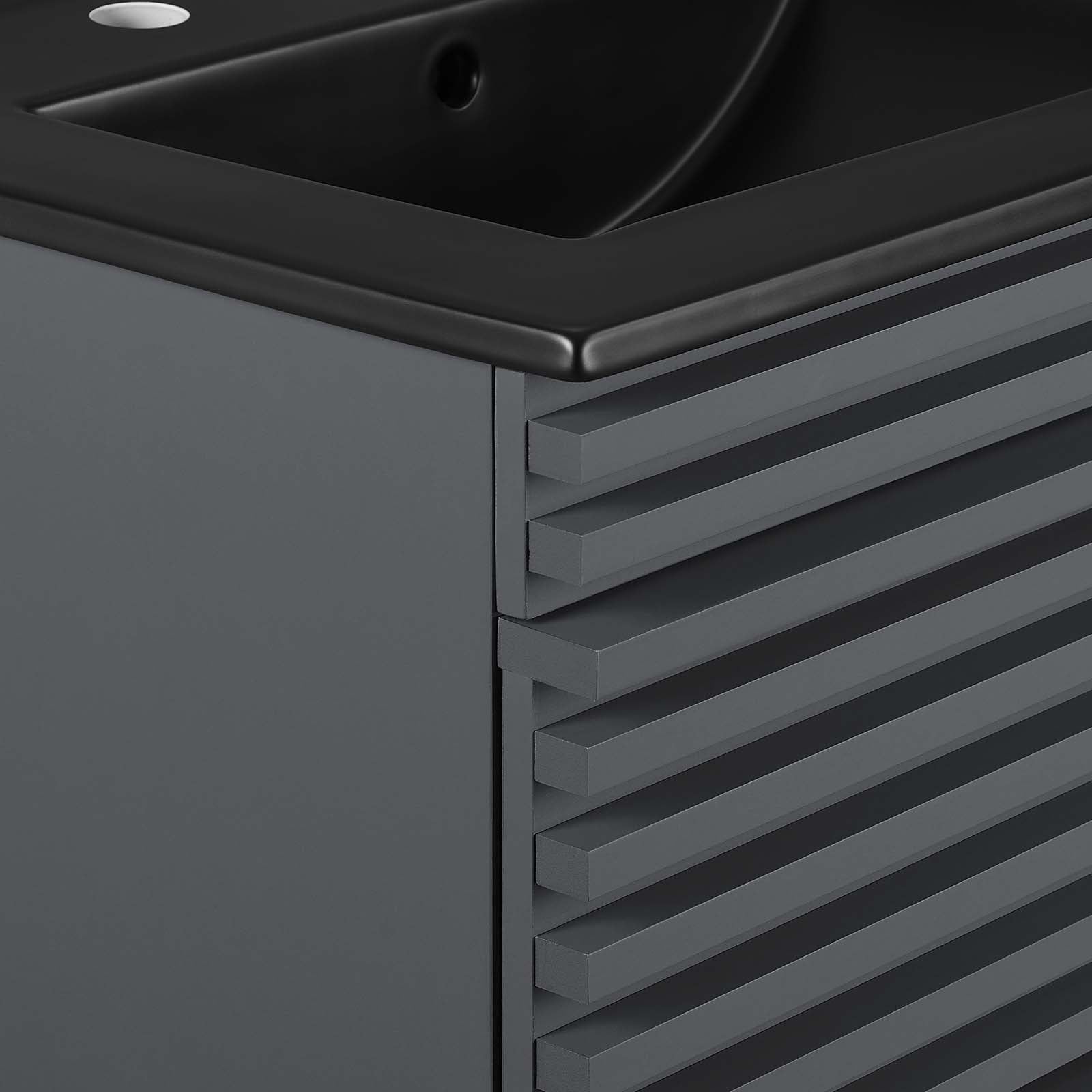 Modway Bathroom Vanity - Render 24" Wall-Mount Bathroom Vanity Gray Black