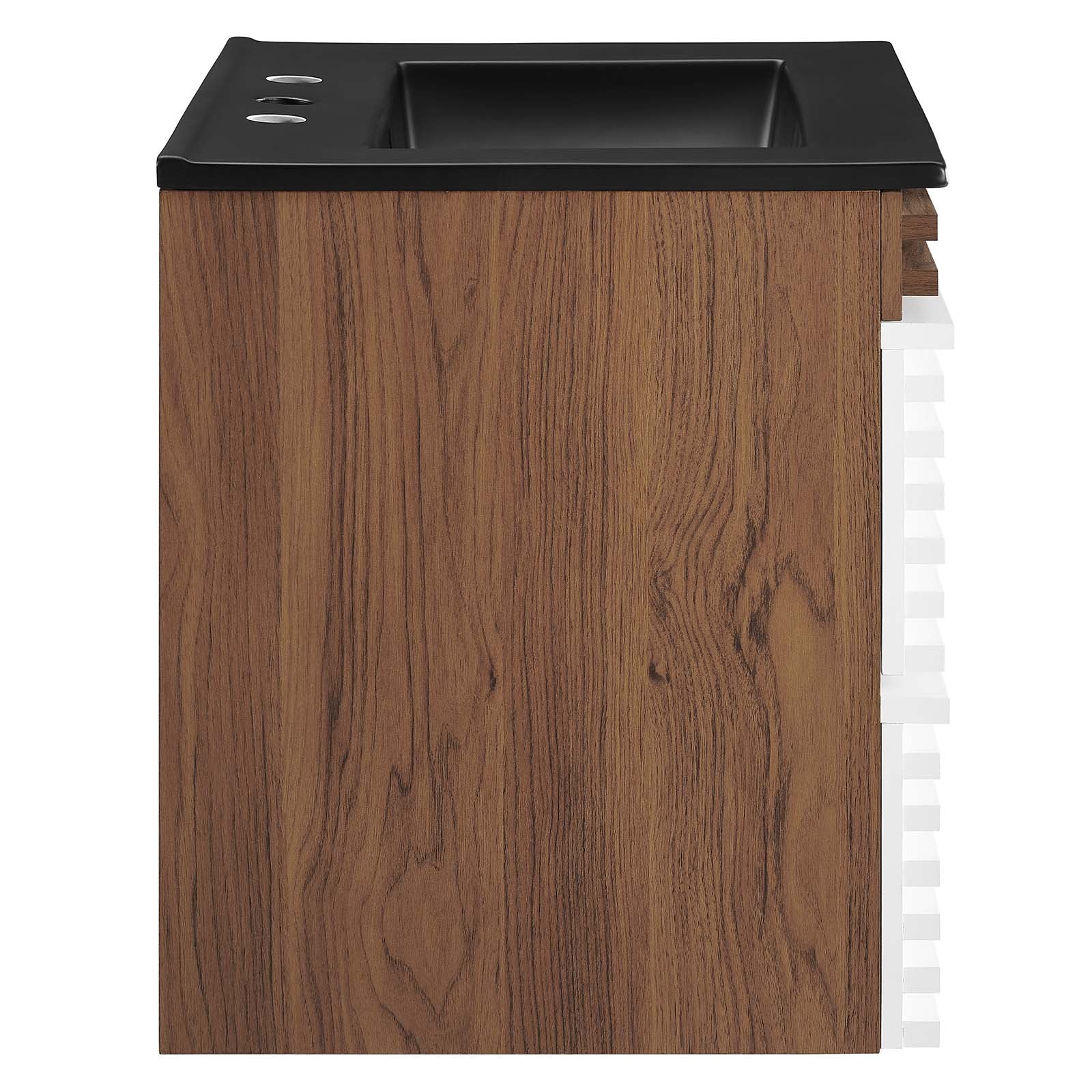 Modway Bathroom Vanity - Render 24" Wall-Mount Bathroom Vanity White Walnut Black