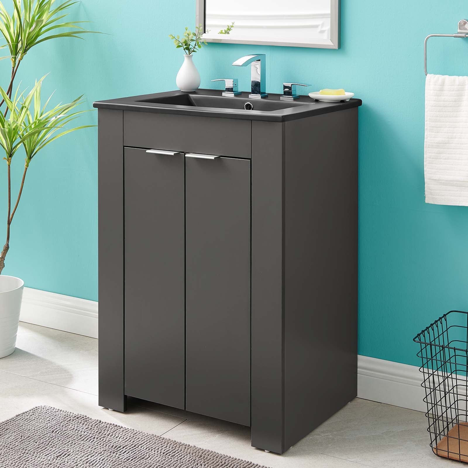 Modway Bathroom Vanity - Maybelle 24" Bathroom Vanity Gray Black