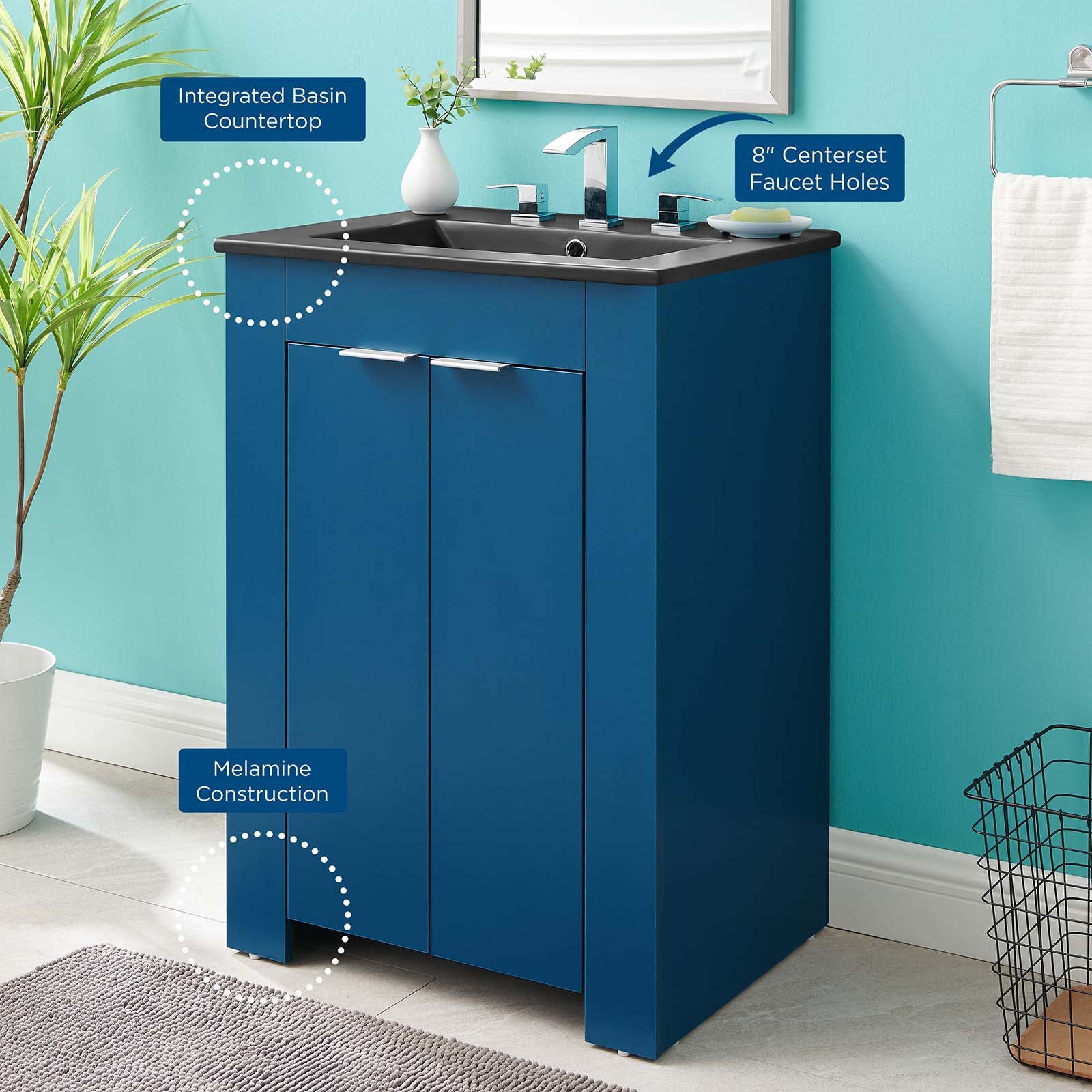 Modway Bathroom Vanity - Maybelle 24" Bathroom Vanity Navy Black