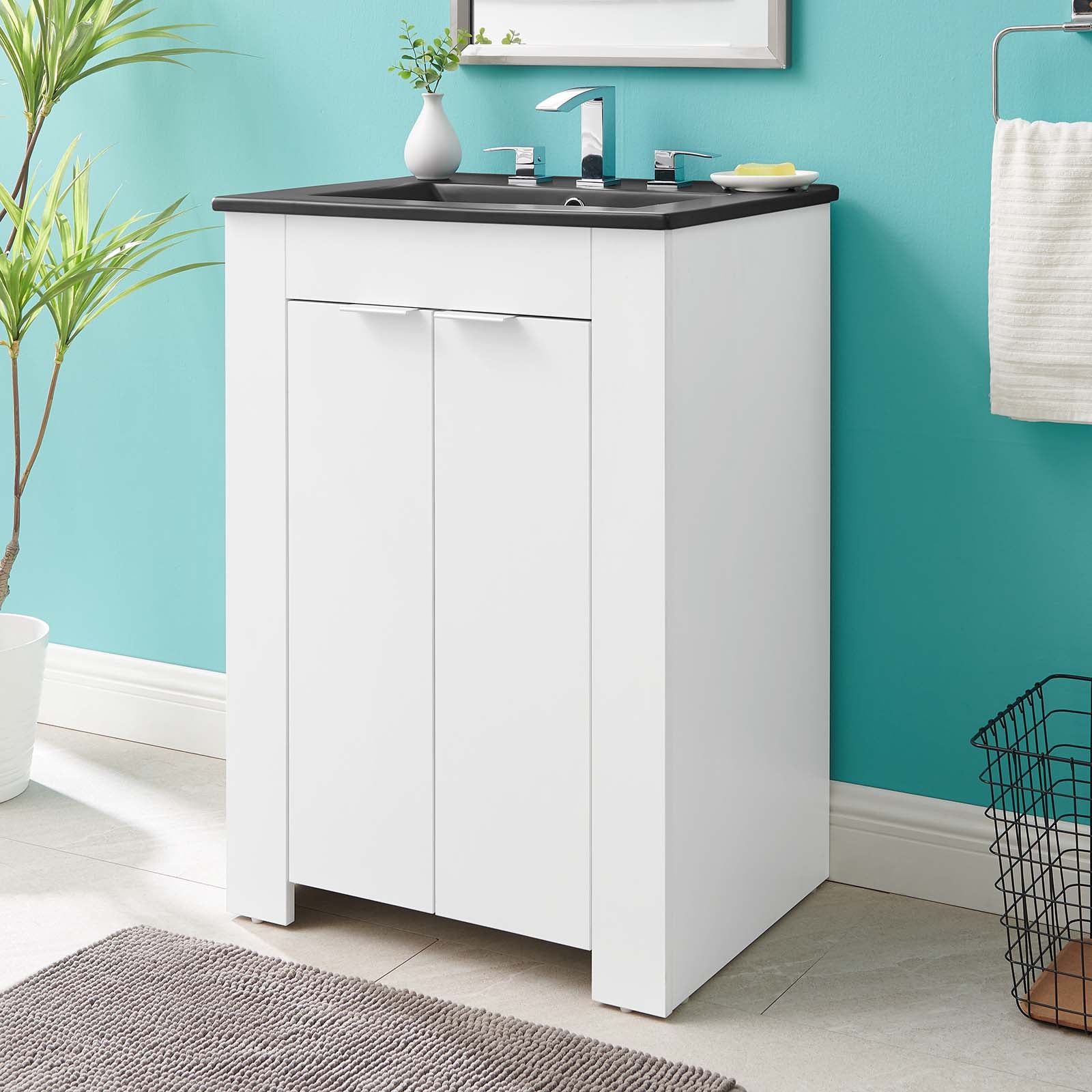 Modway Bathroom Vanity - Maybelle 24" Bathroom Vanity White Black