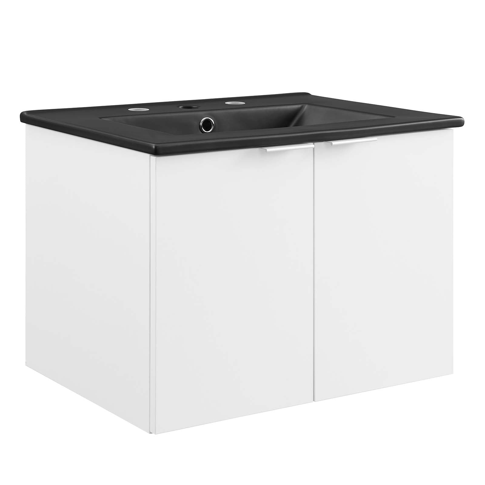 Modway Bathroom Vanity - Maybelle 24" Wall-Mount Bathroom Vanity White Black