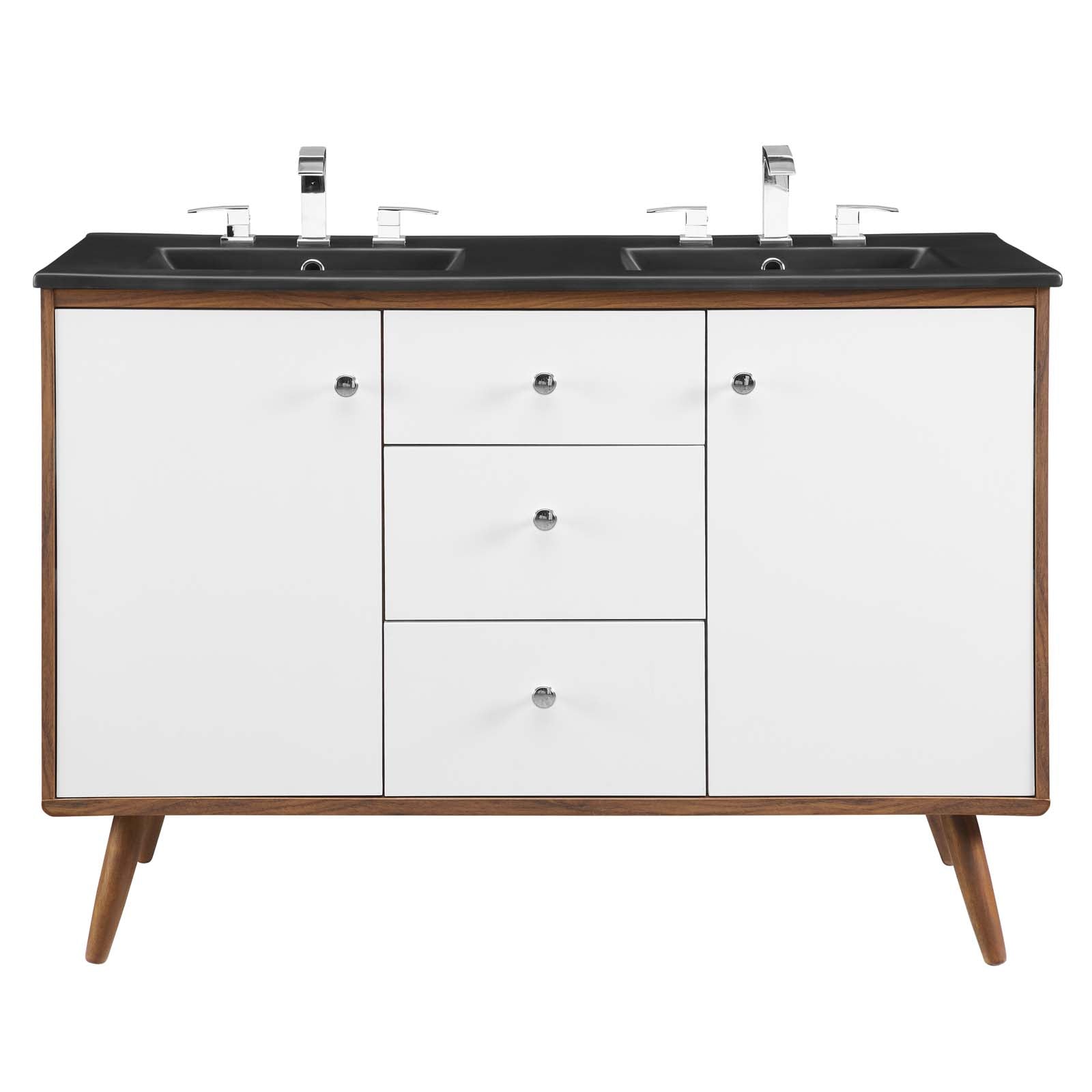 Modway Bathroom Vanity - Transmit 48" Double Sink Bathroom Vanity Walnut Black