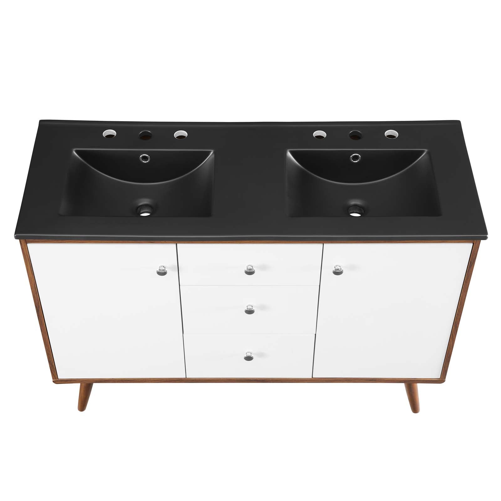 Modway Bathroom Vanity - Transmit 48" Double Sink Bathroom Vanity Walnut Black