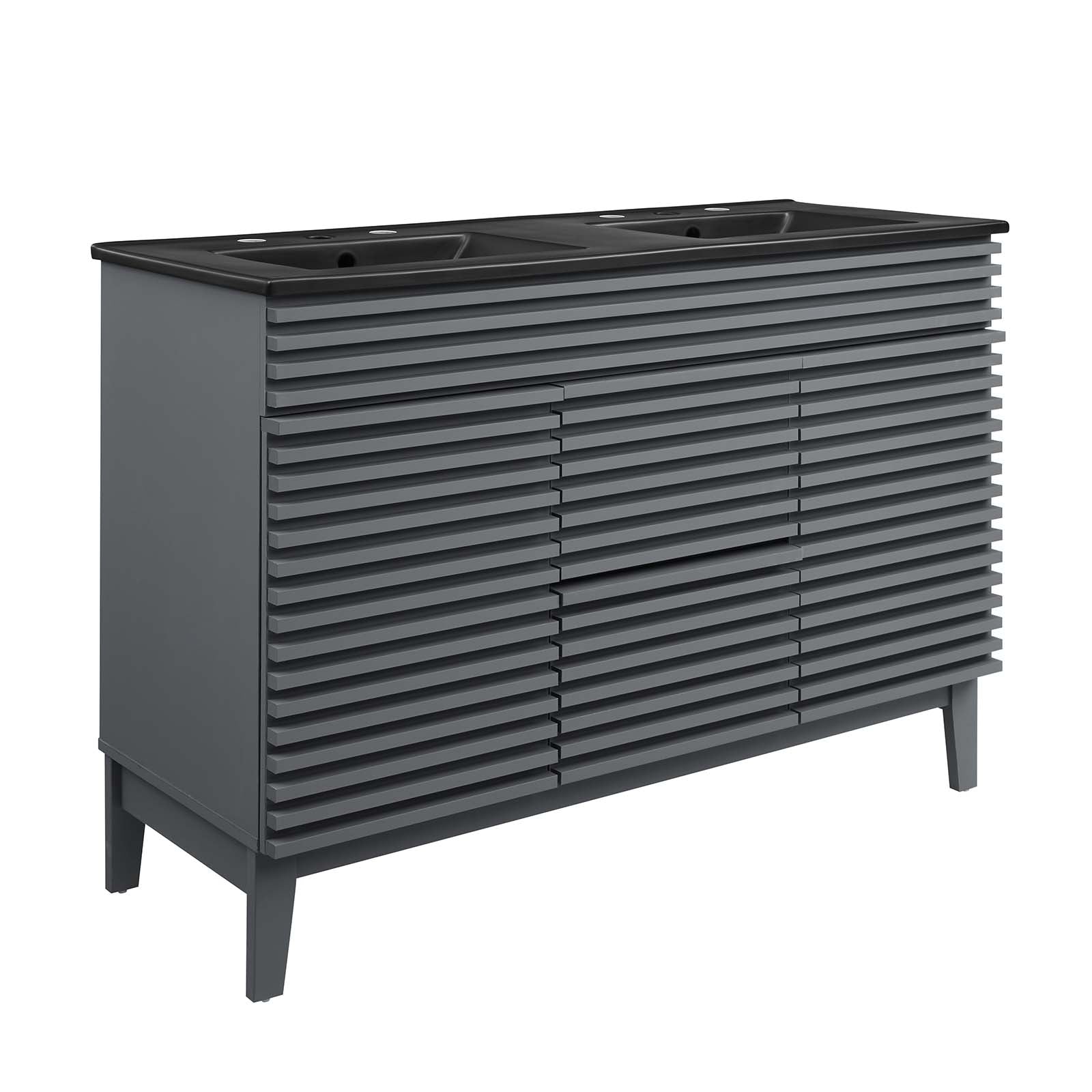 Modway Bathroom Vanity - Render-48"-Double-Sink-Bathroom-Vanity-Gray-Black