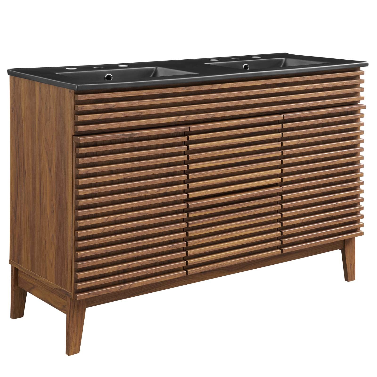 Modway Bathroom Vanity - Render 48" Double Sink Bathroom Vanity Walnut Black