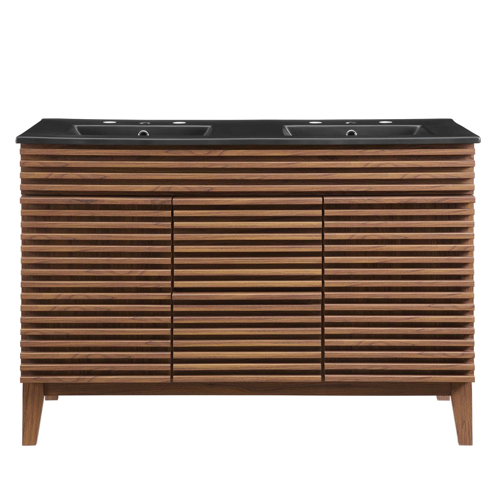 Modway Bathroom Vanity - Render 48" Double Sink Bathroom Vanity Walnut Black