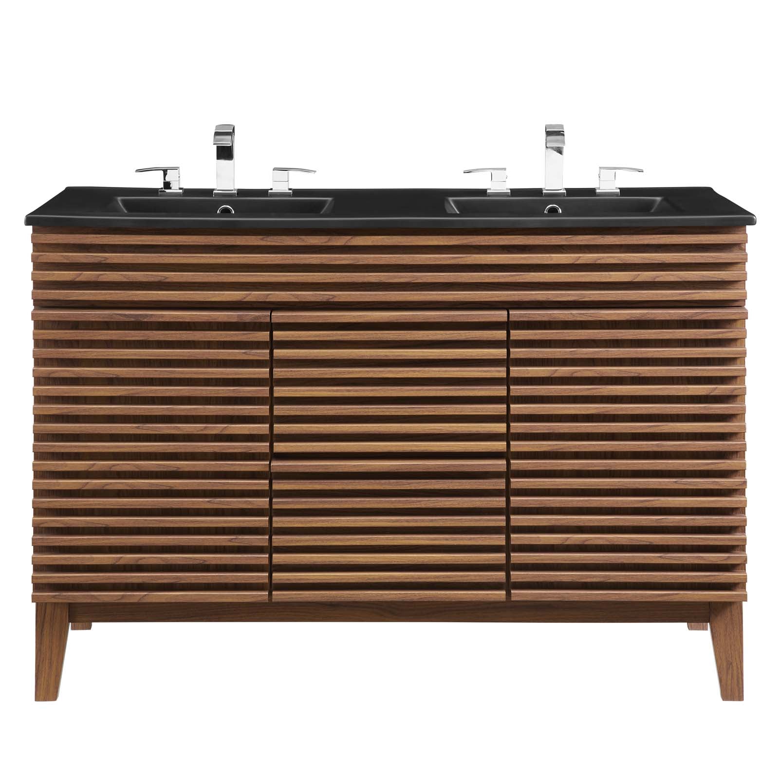 Modway Bathroom Vanity - Render 48" Double Sink Bathroom Vanity Walnut Black