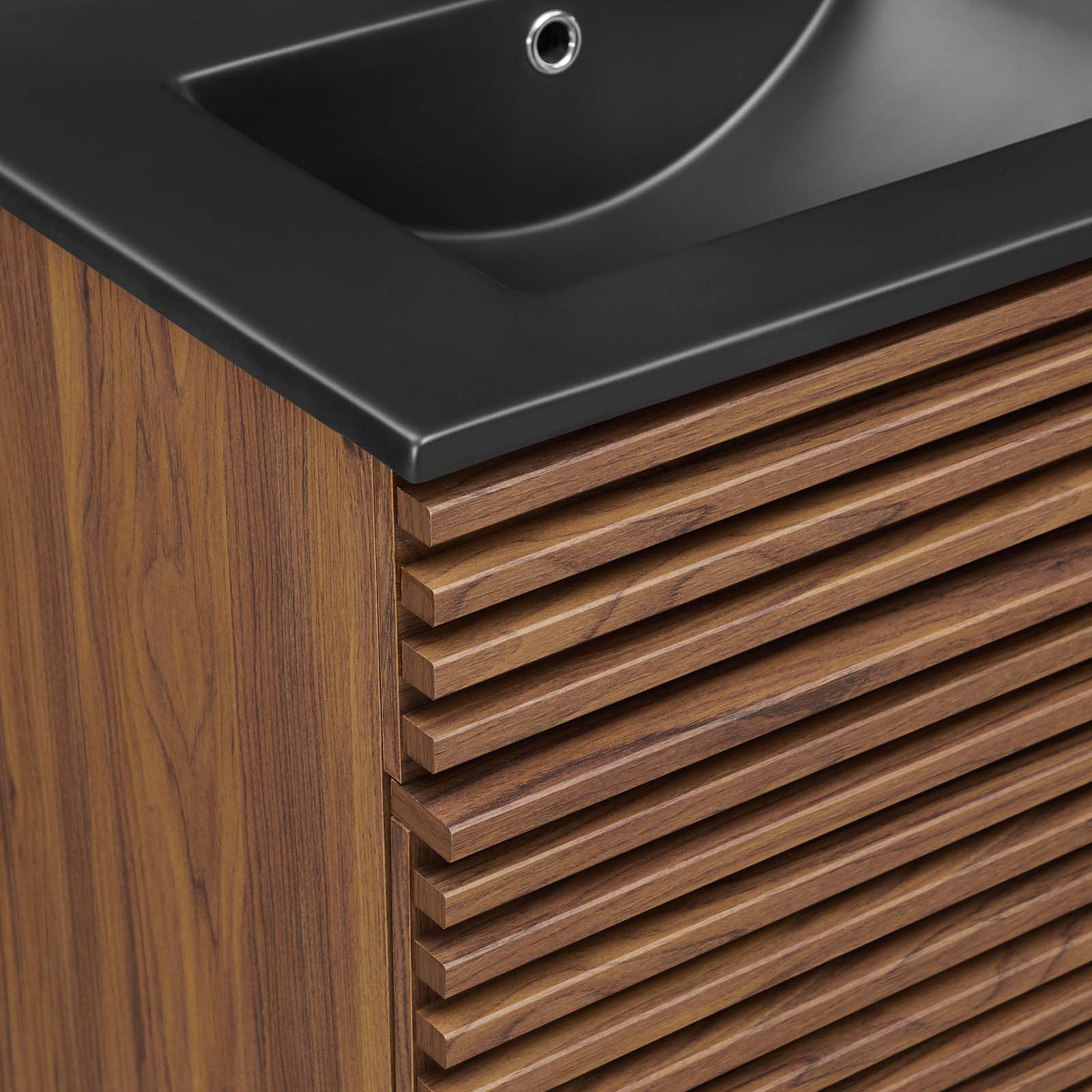 Modway Bathroom Vanity - Render 48" Double Sink Bathroom Vanity Walnut Black