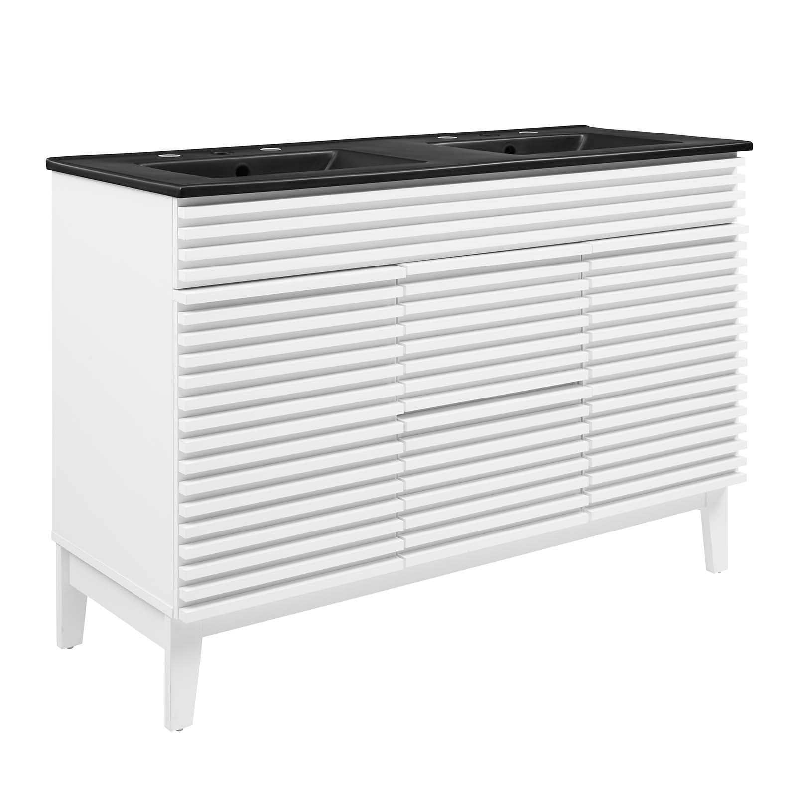 Modway Bathroom Vanity - Render-48"-Double-Sink-Bathroom-Vanity-White-Black