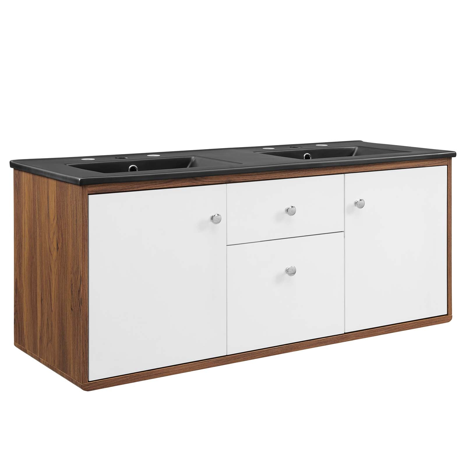 Modway Bathroom Vanity - Transmit 48" Wall-Mount Bathroom Vanity Walnut Black