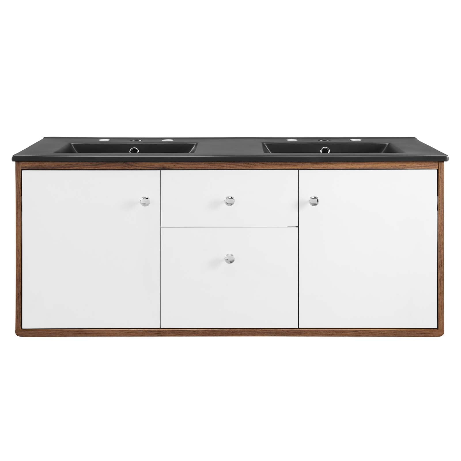 Modway Bathroom Vanity - Transmit 48" Wall-Mount Bathroom Vanity Walnut Black